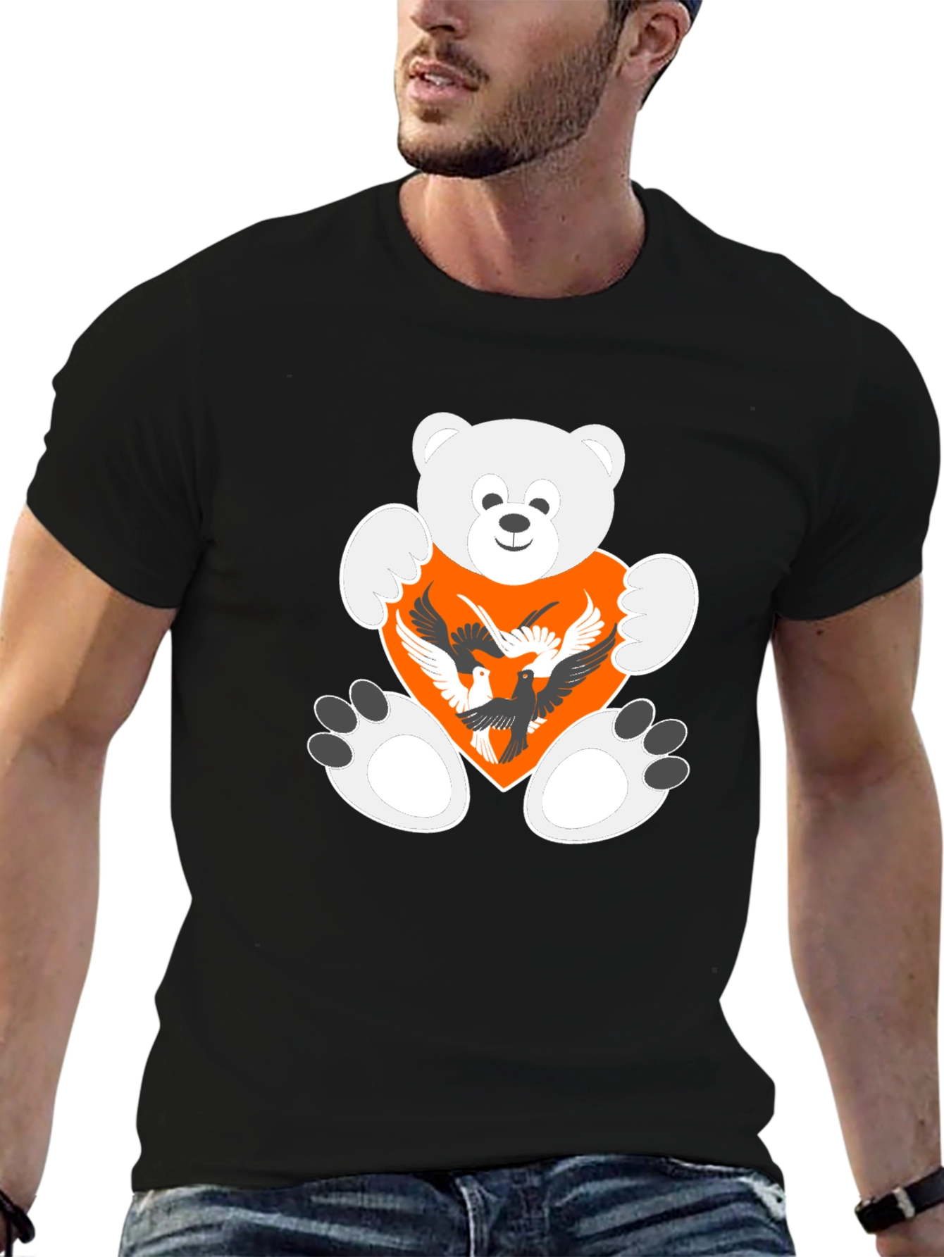 Teddy Bear Heart Birds Graphic Tee