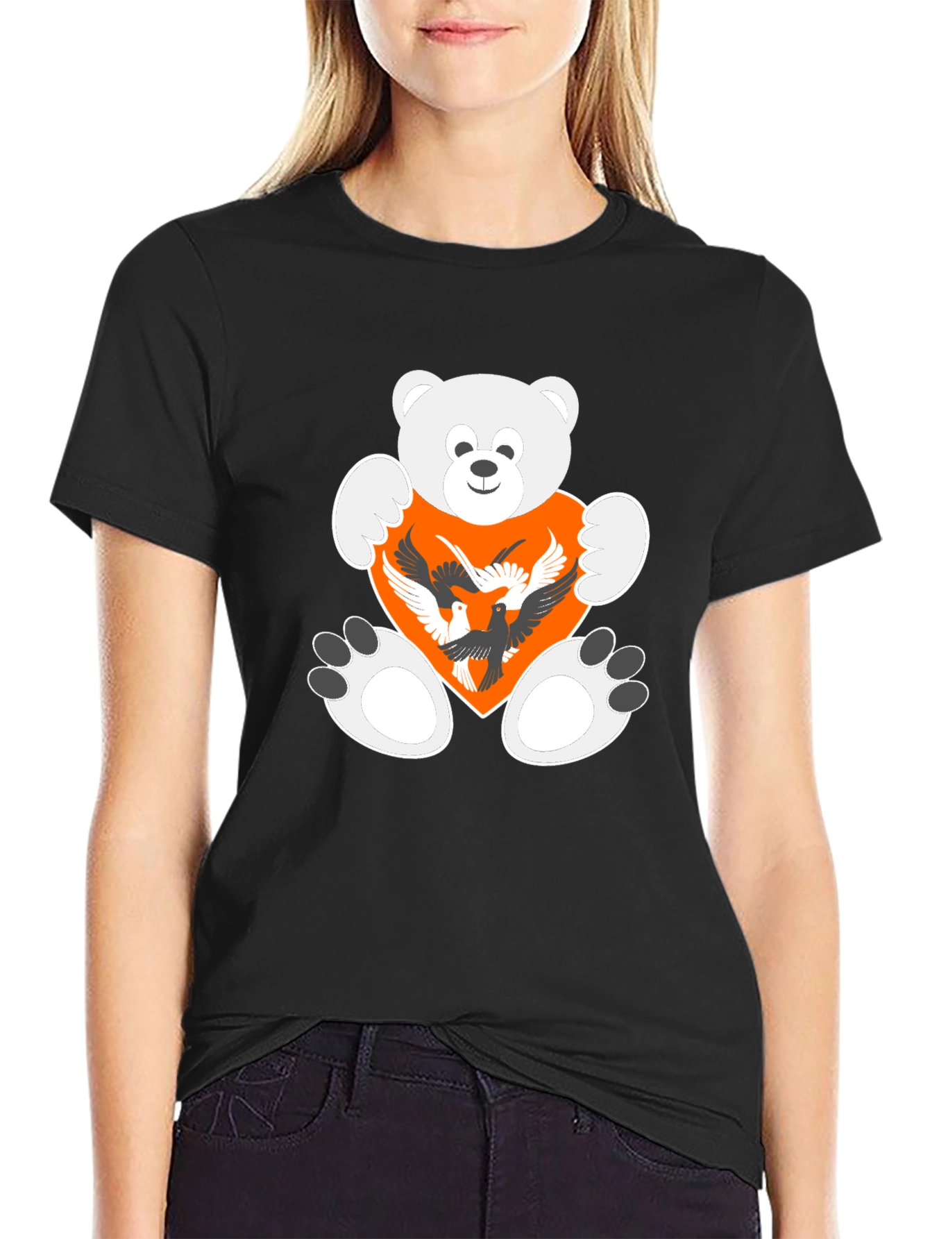 Teddy Bear Heart Birds Graphic Tee