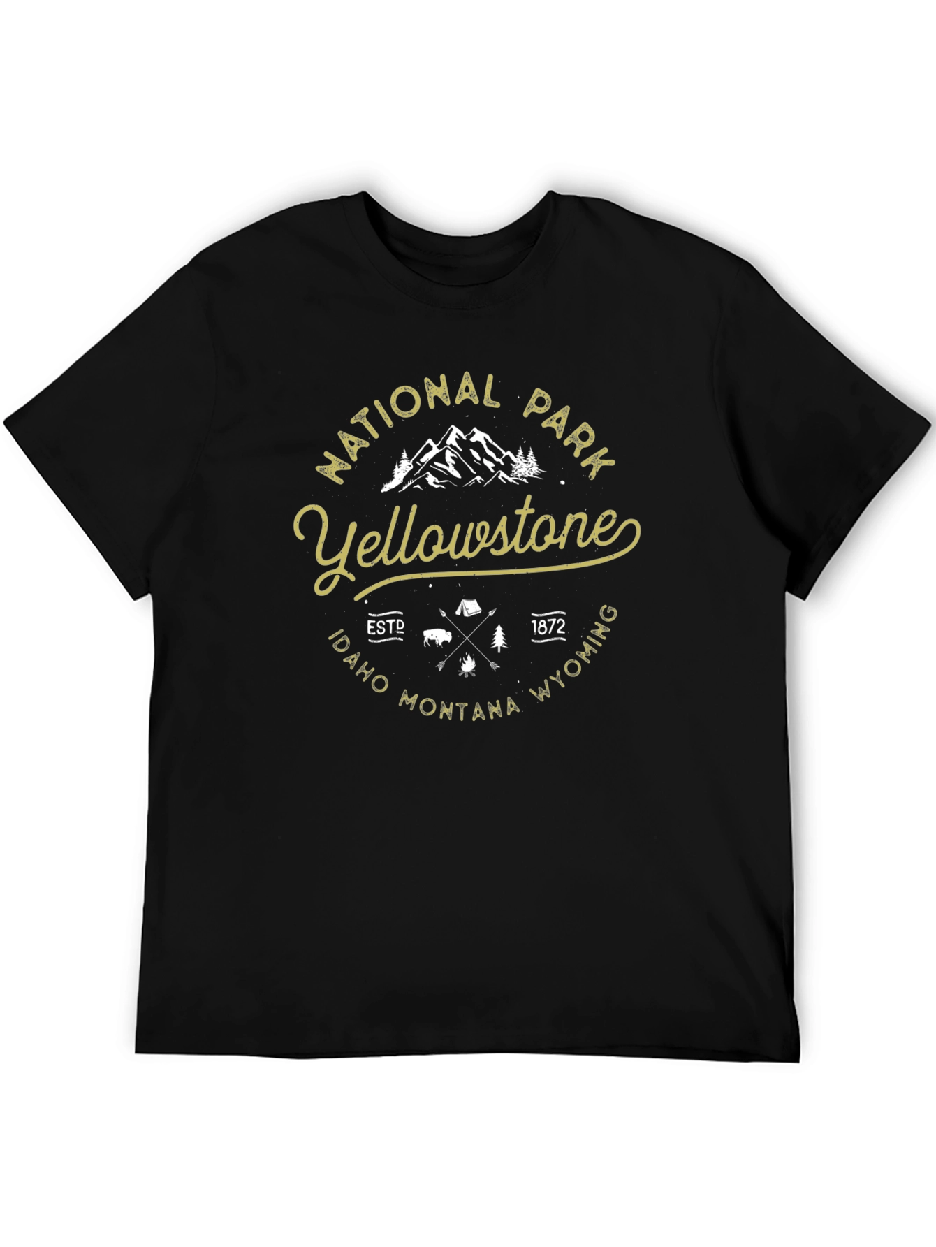 Yellowstone National Park Black Graphic T-Shirt