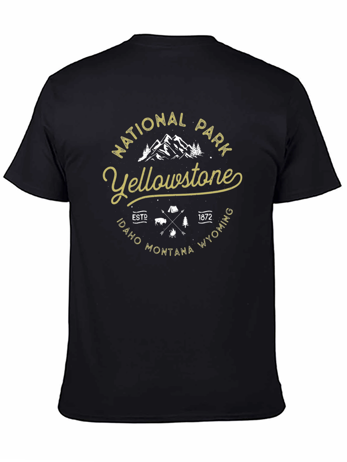 Yellowstone National Park Black Graphic T-Shirt