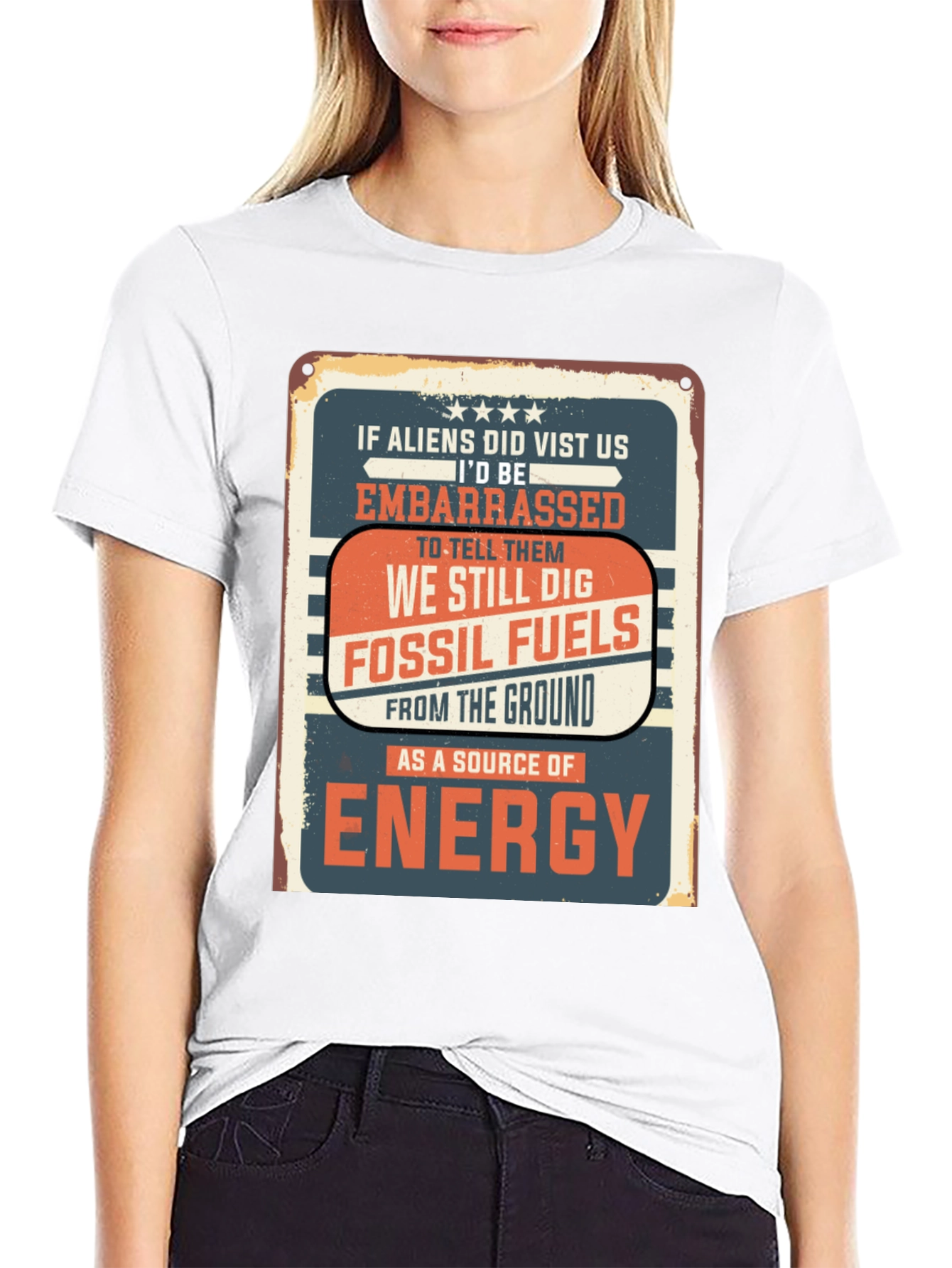 Embarrassed Alien Fossil Fuels Graphic T-Shirt