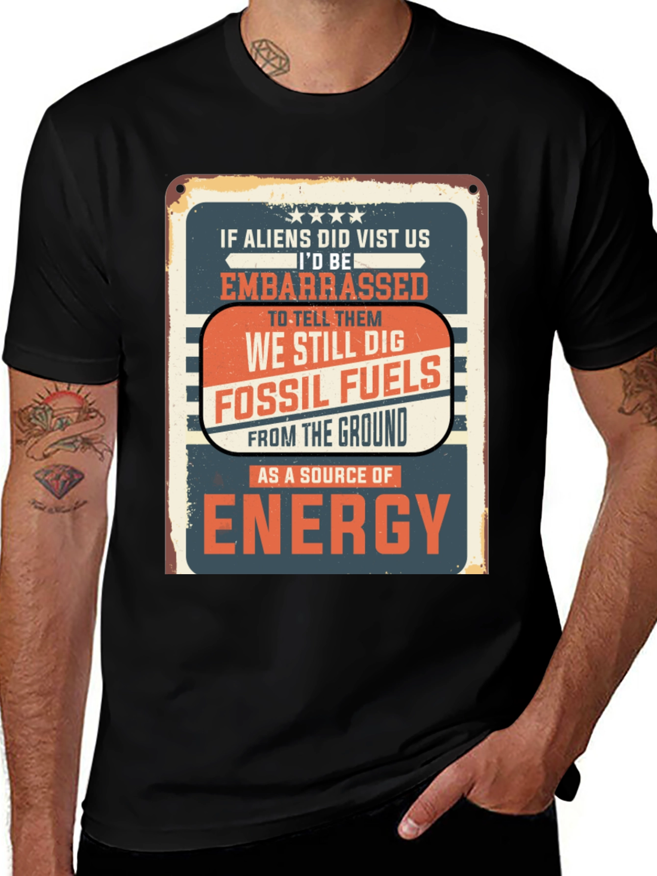Embarrassed Alien Fossil Fuels Graphic T-Shirt