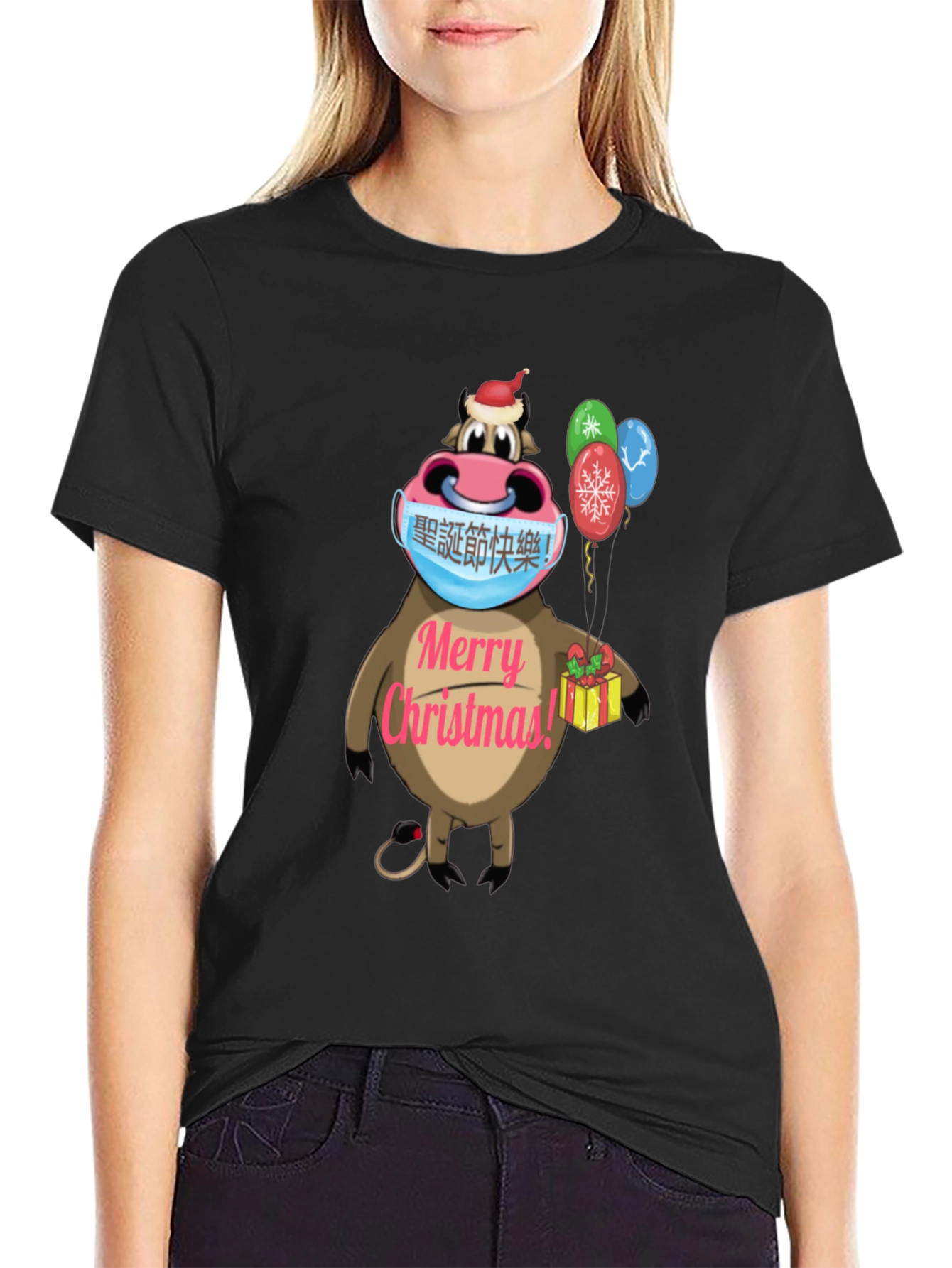 Festive Cow Christmas T-Shirt