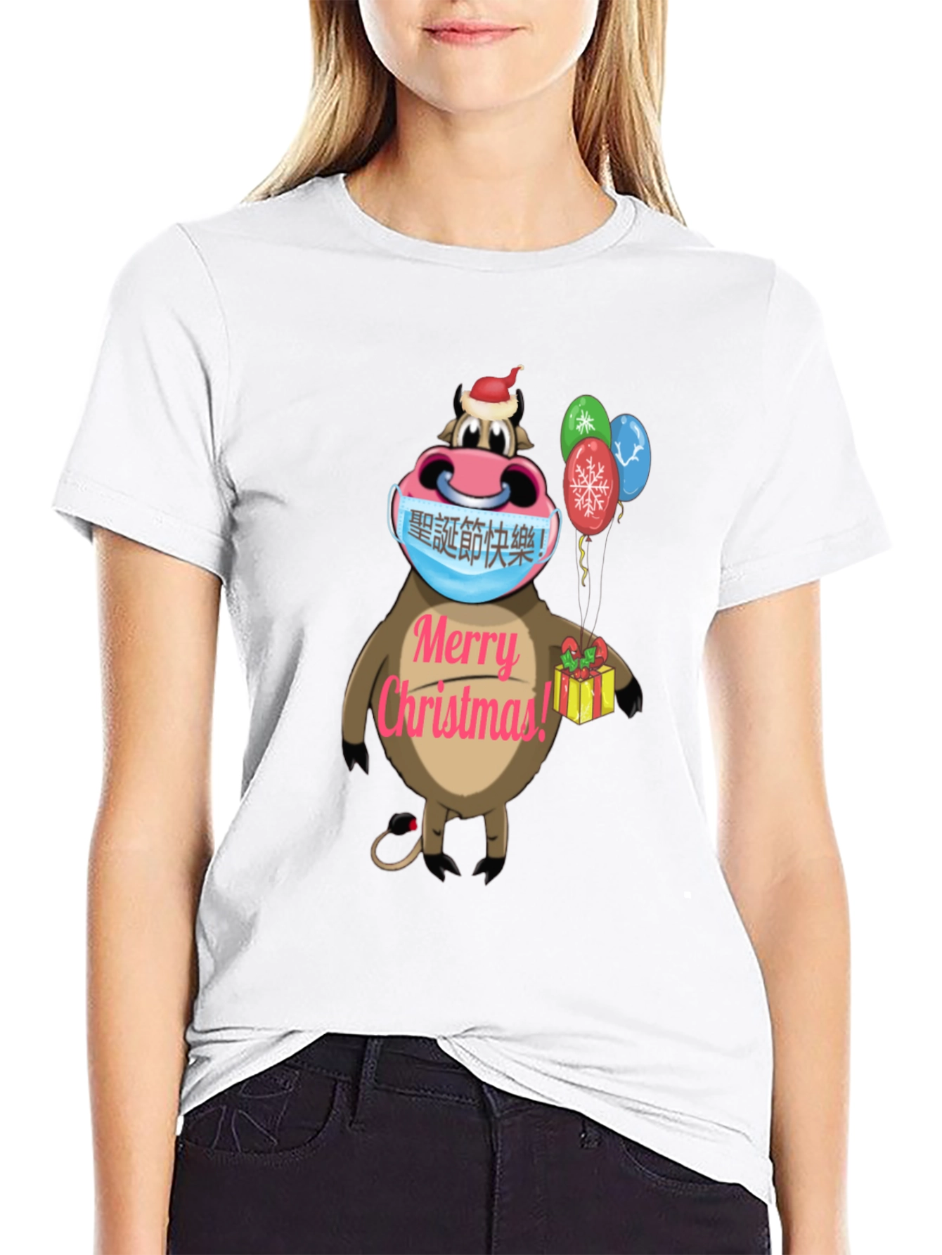 Festive Cow Christmas T-Shirt