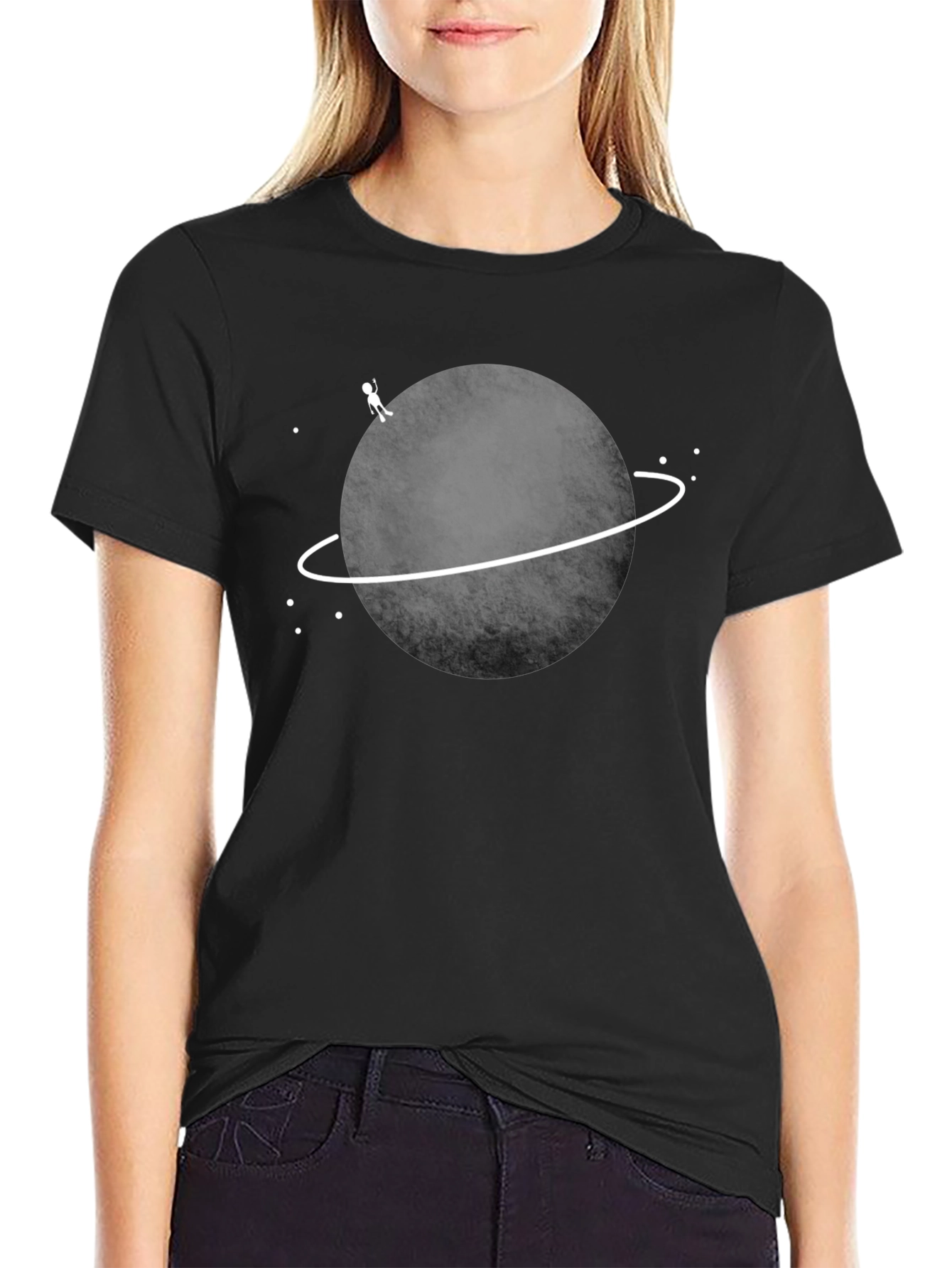 Planet Explorer Graphic Tee - Black Cotton T-Shirt