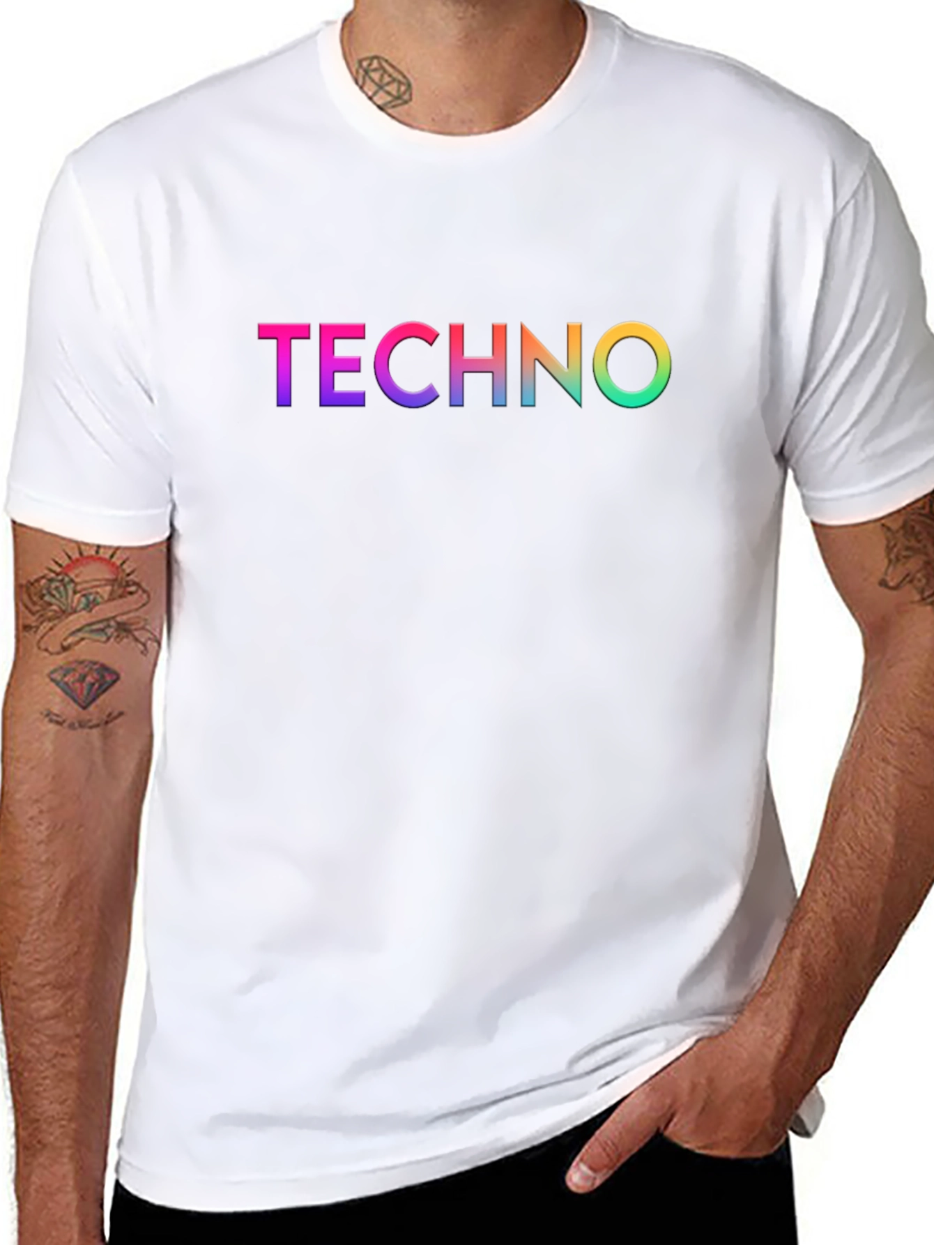 Rainbow Techno Graphic Black T-Shirt