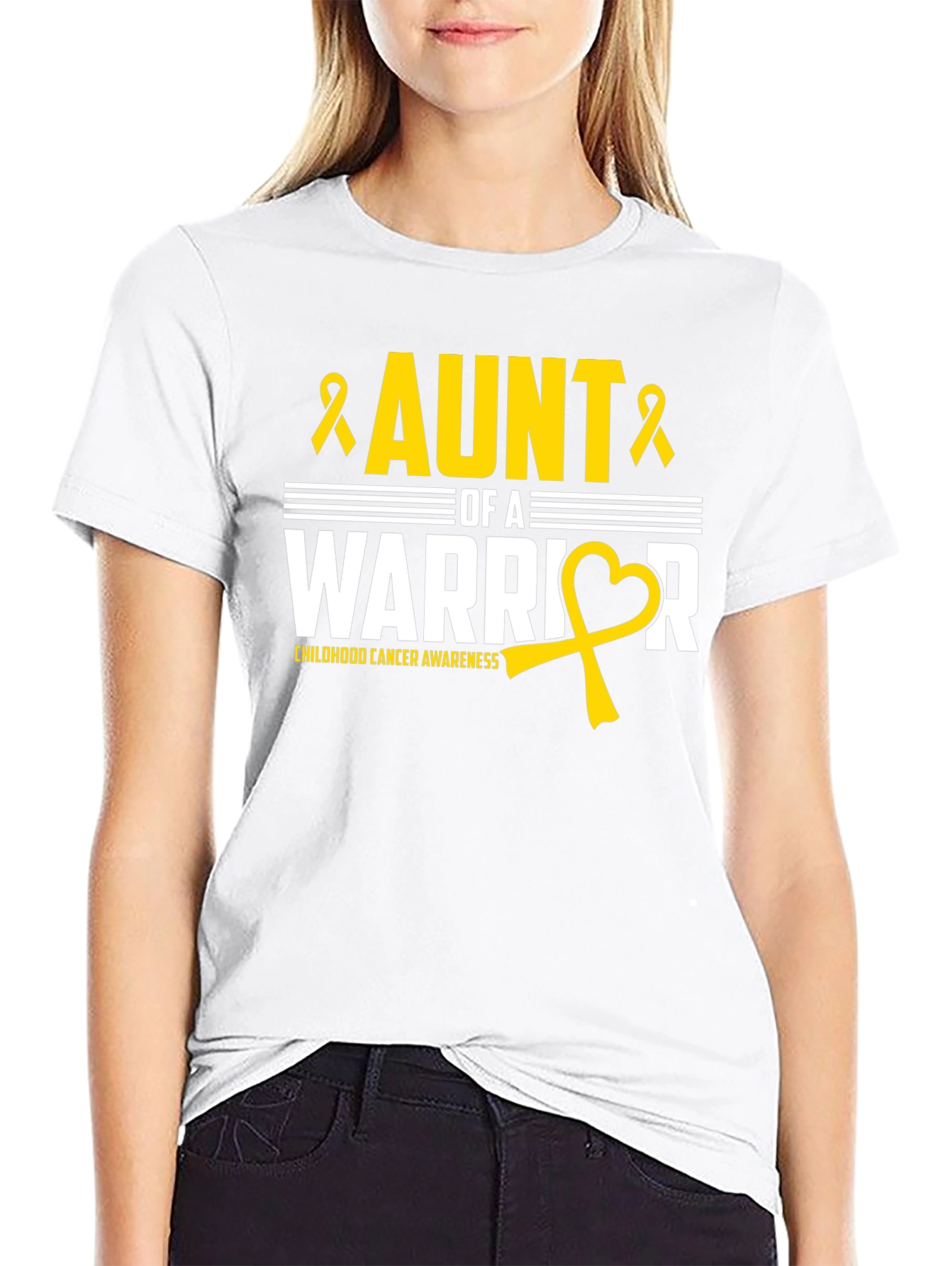 Aunt of a Warrior Childhood Cancer Awareness T-Shirt