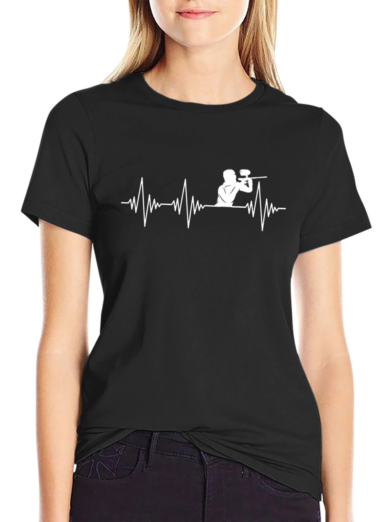 Paintball Heartbeat T-Shirt - Black Cotton Tee