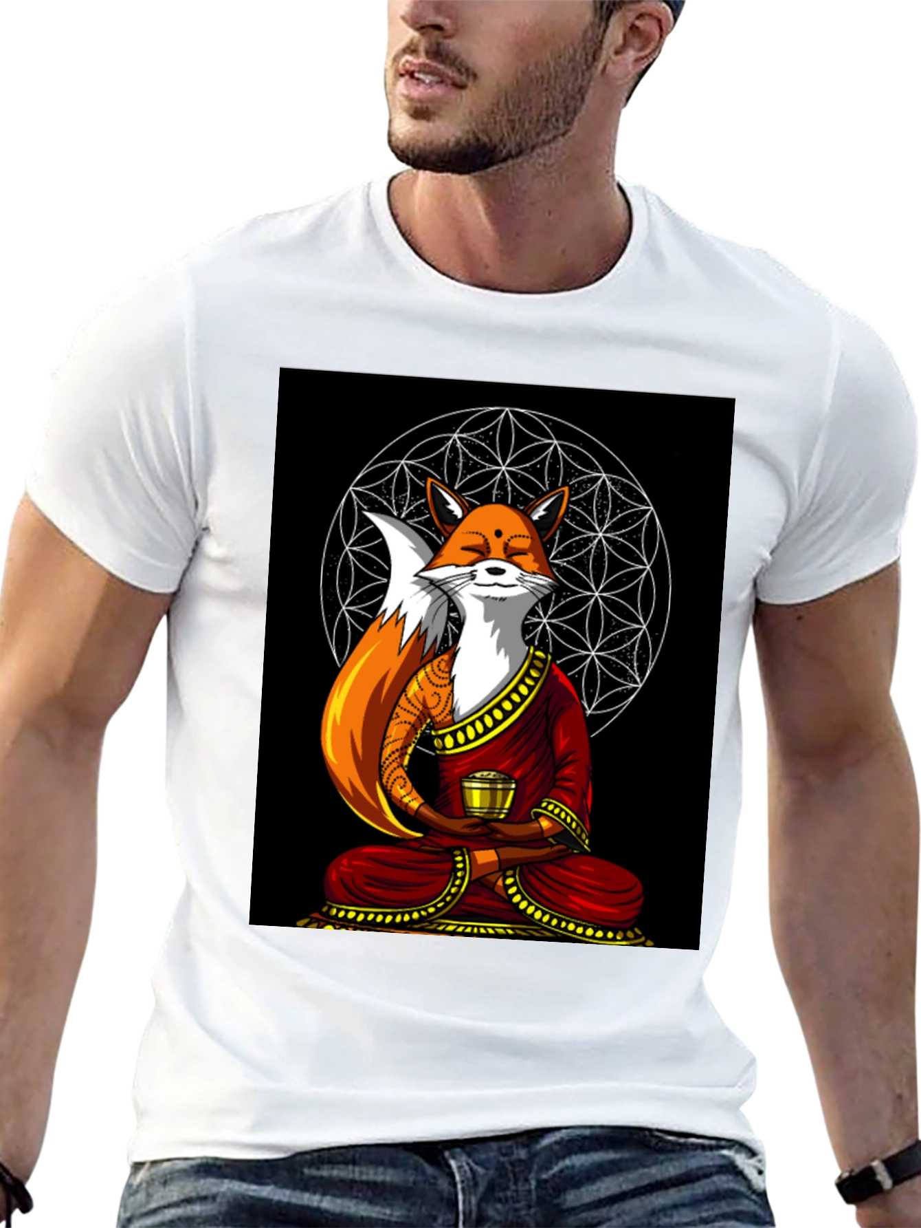 Zen Fox T-Shirt - Meditating Design