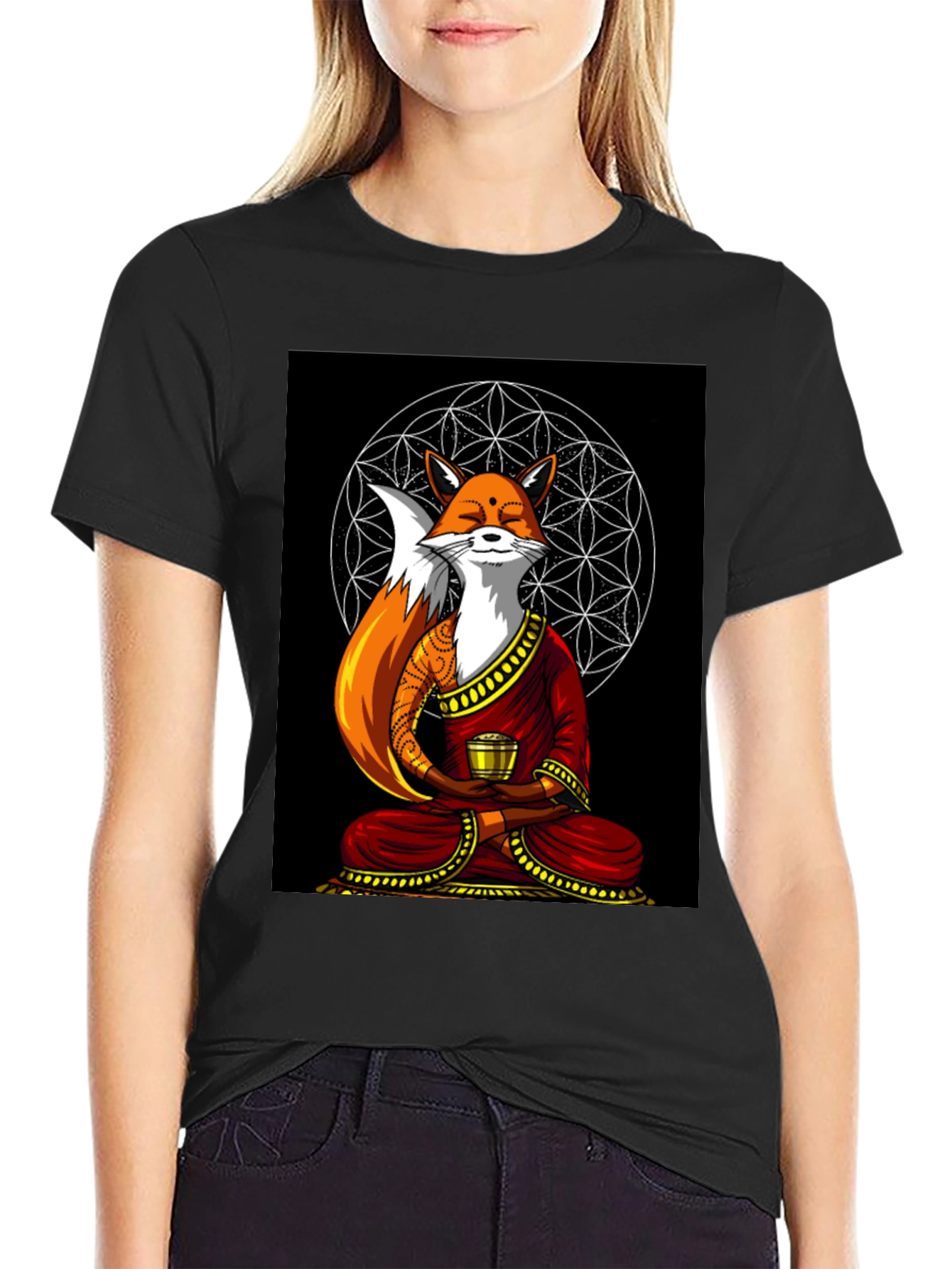 Zen Fox T-Shirt - Meditating Design
