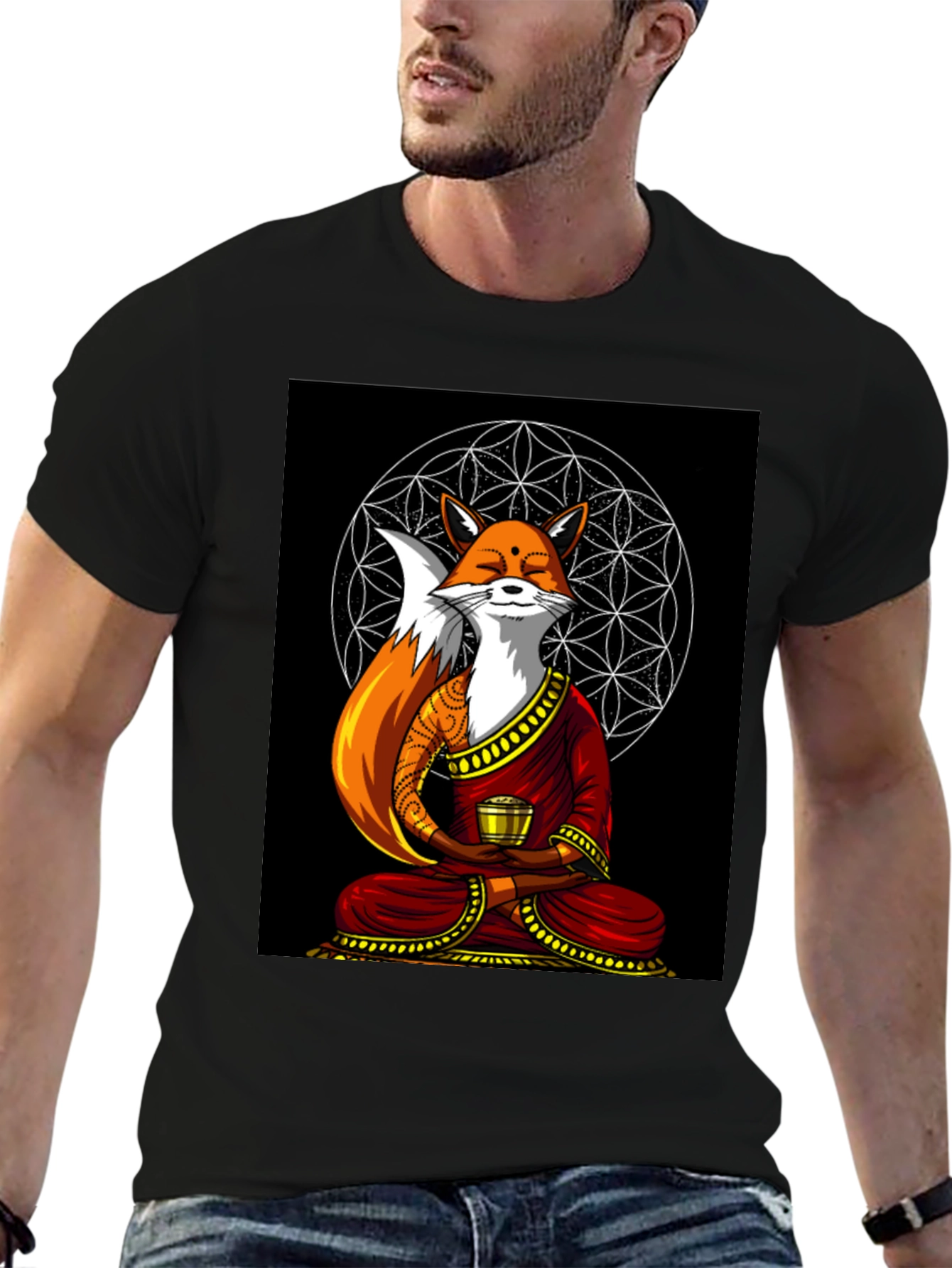Zen Fox T-Shirt - Meditating Design