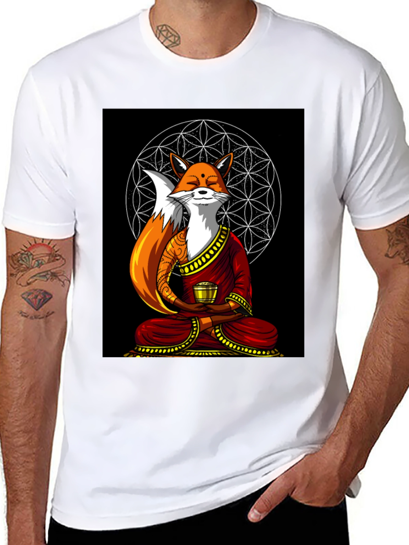 Zen Fox T-Shirt - Meditating Design