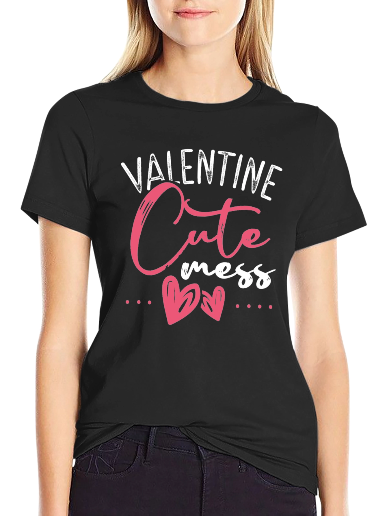 Valentine Cute Mess Black Tee