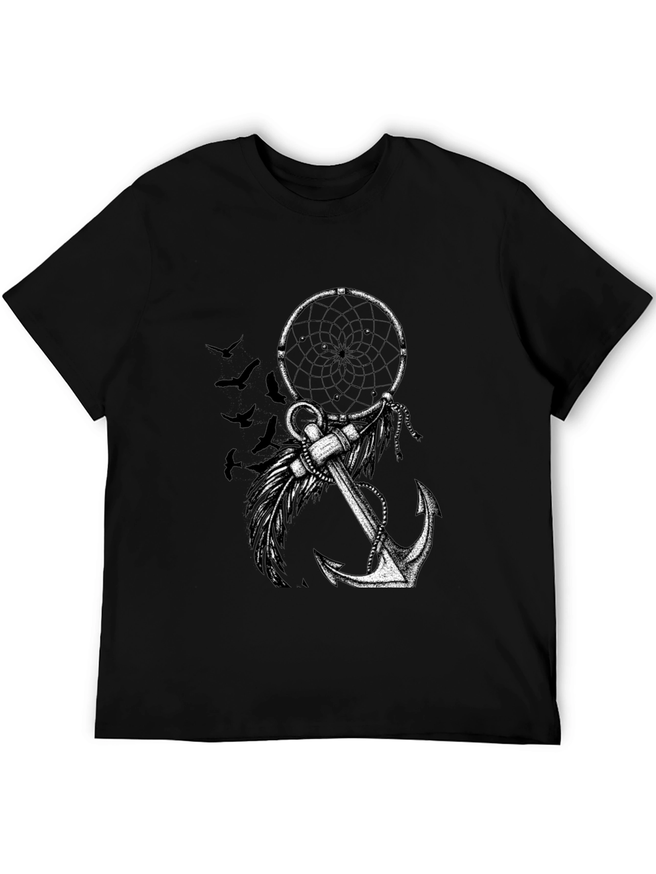 Dreamcatcher & Anchor Graphic Tee - Black