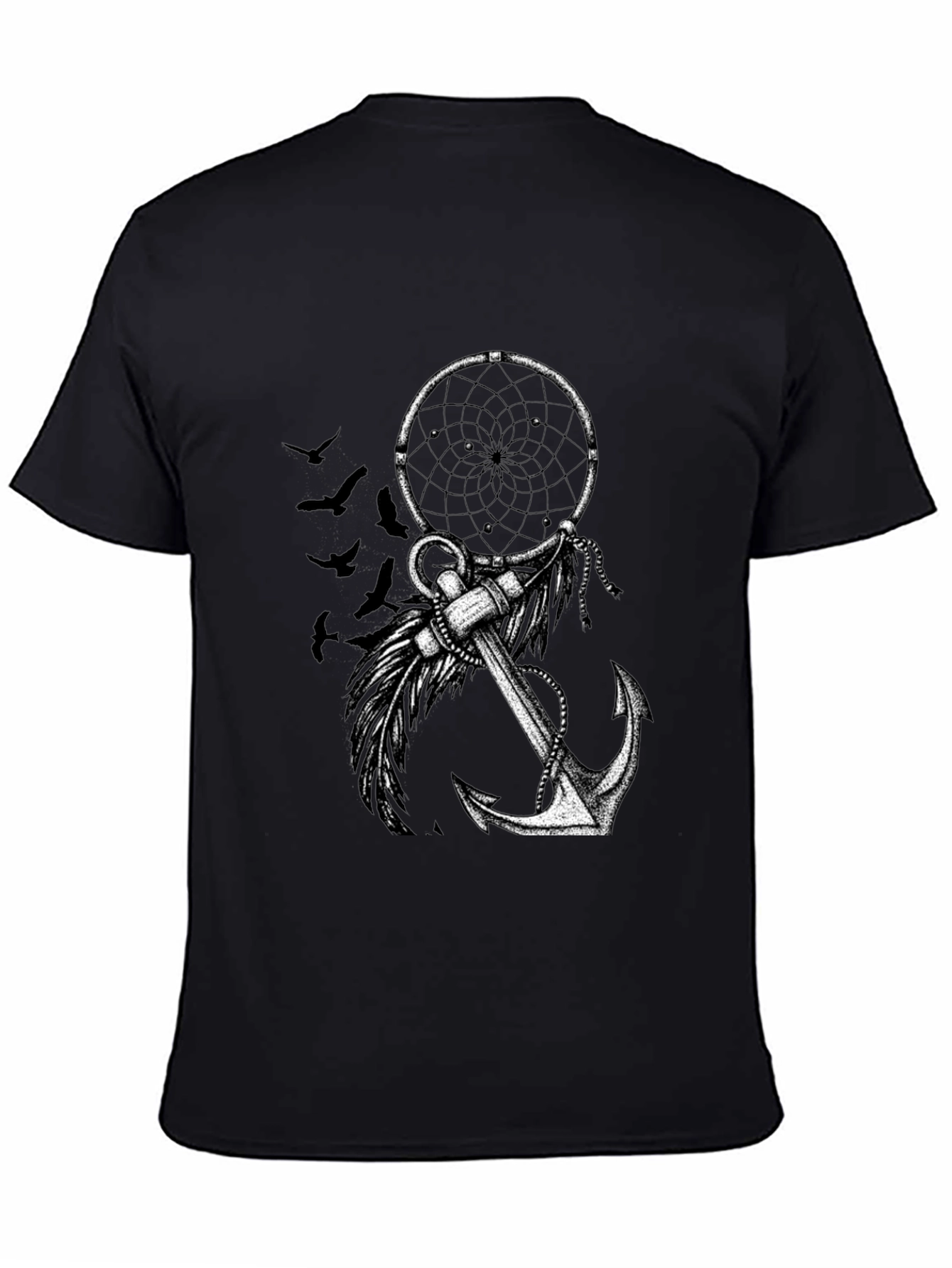Dreamcatcher & Anchor Graphic Tee - Black