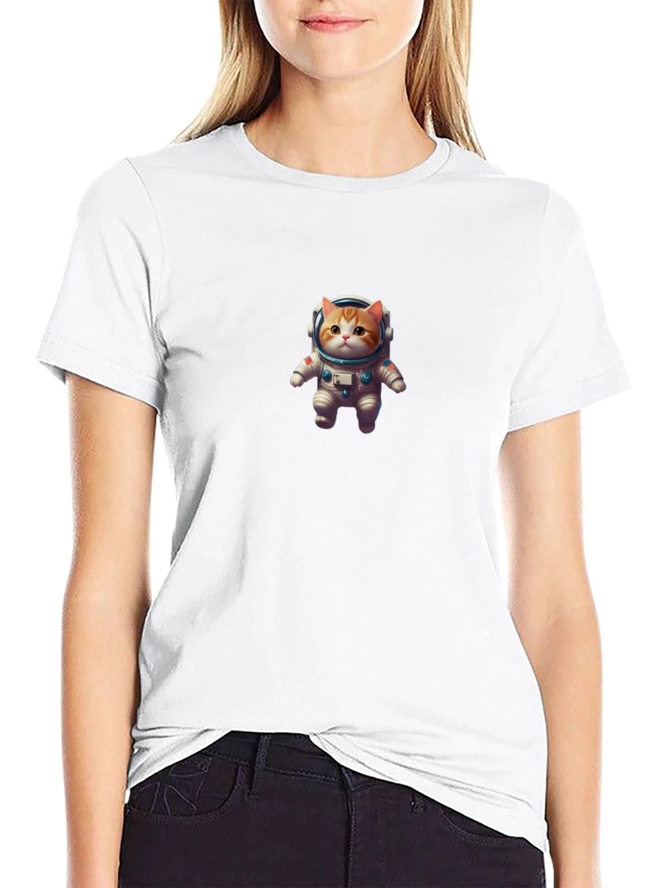 Astronaut Cat Black T-Shirt - Space Kitty Tee