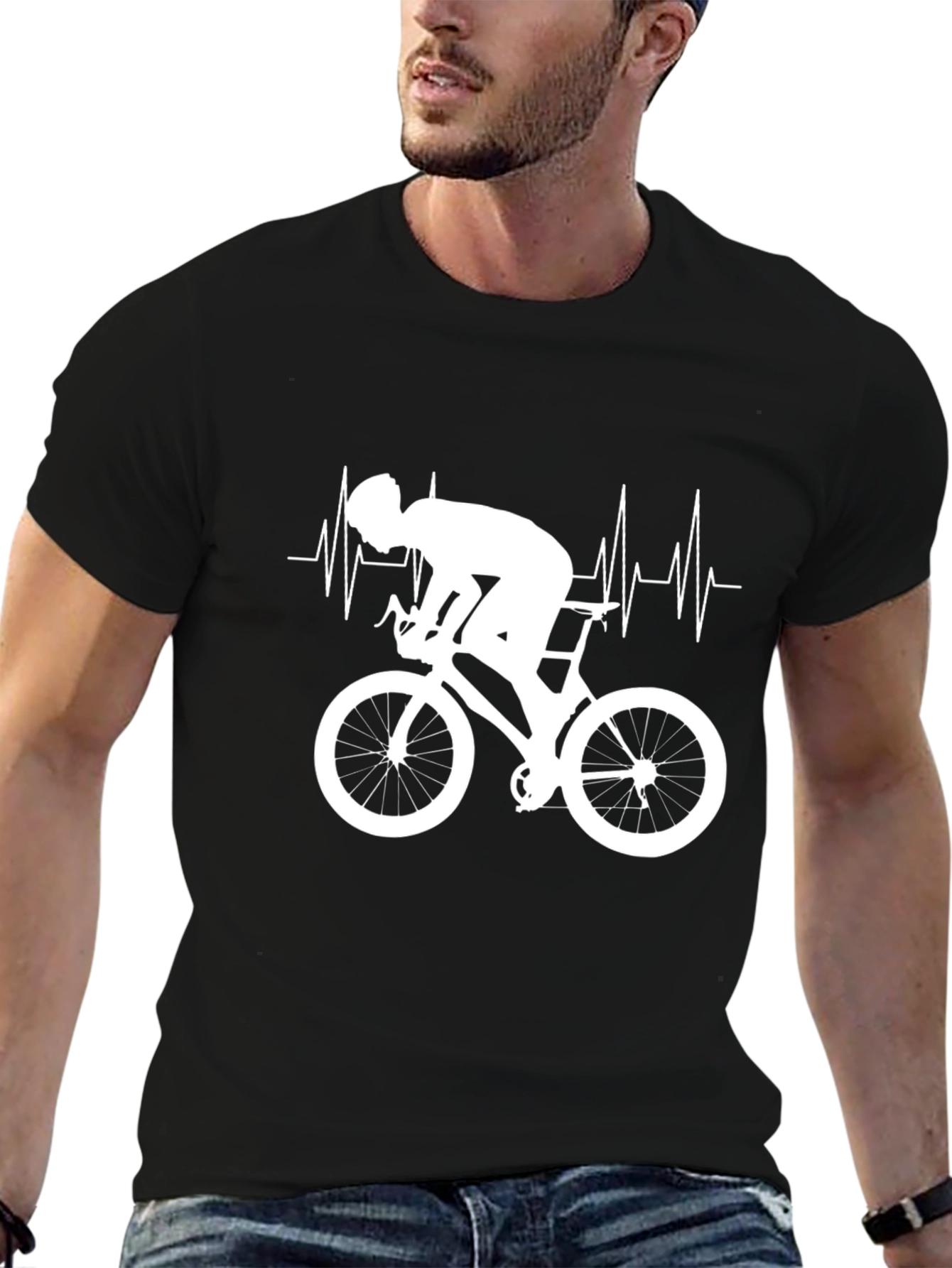 Cyclist Heartbeat T-Shirt - Black
