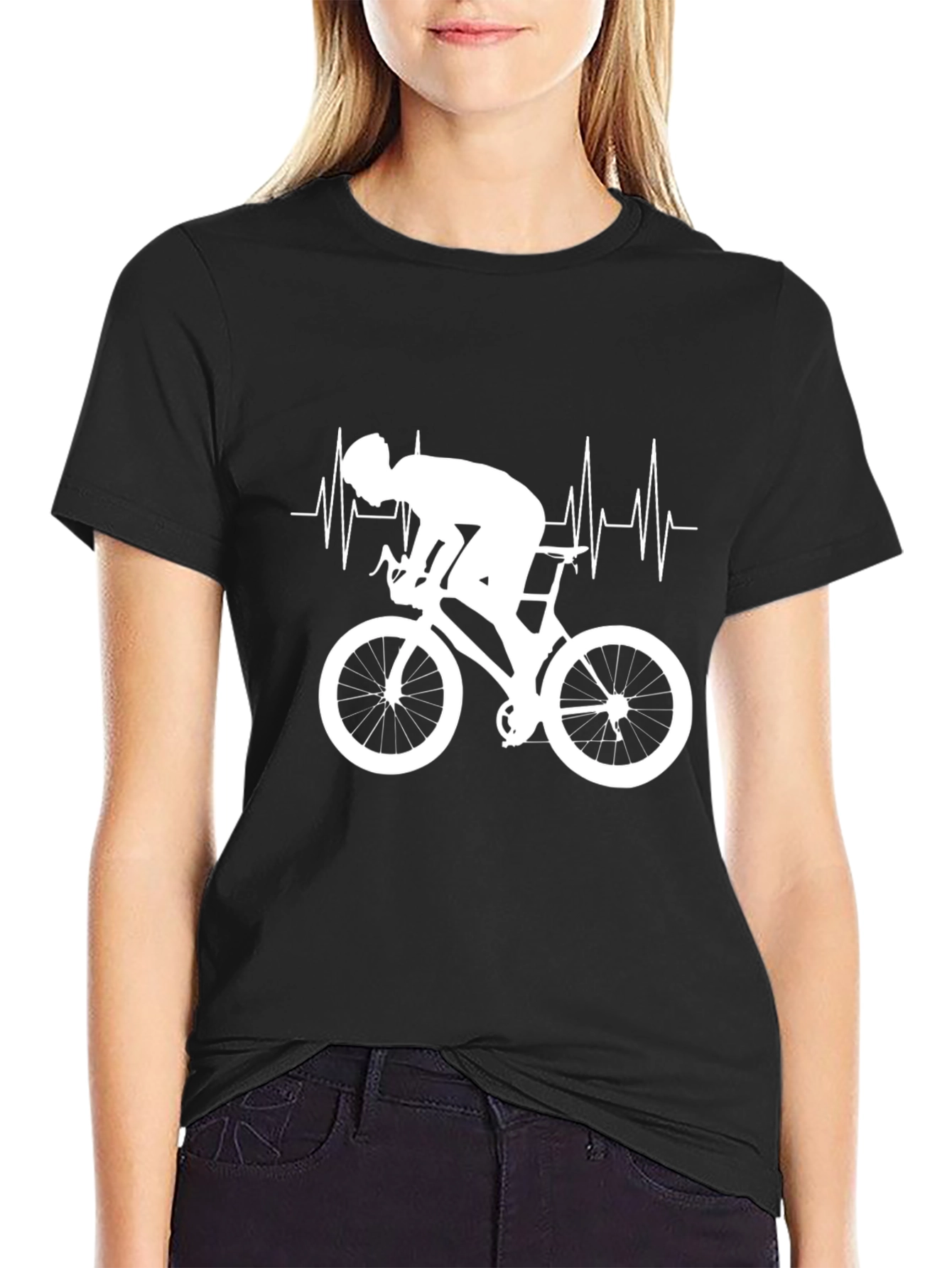 Cyclist Heartbeat T-Shirt - Black