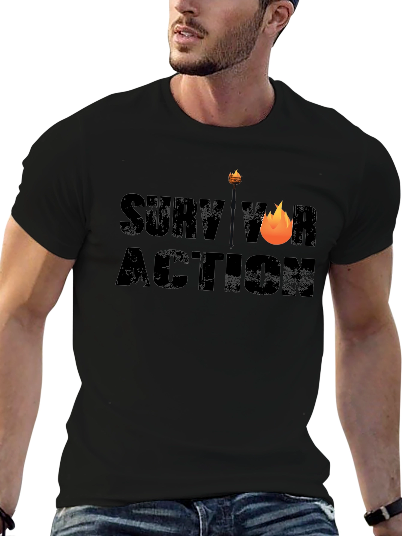Survivor Action Graphic Tee - Black