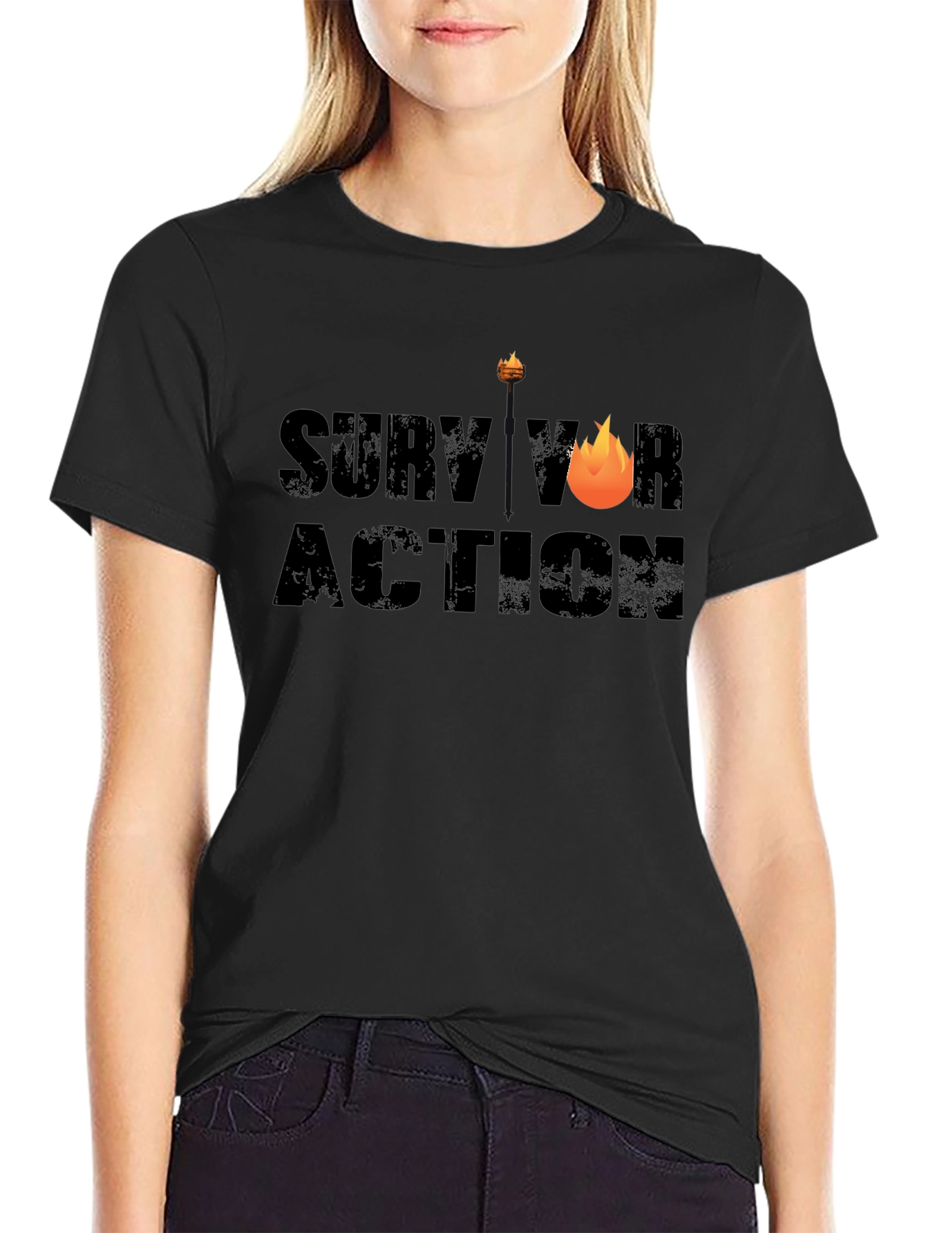 Survivor Action Graphic Tee - Black