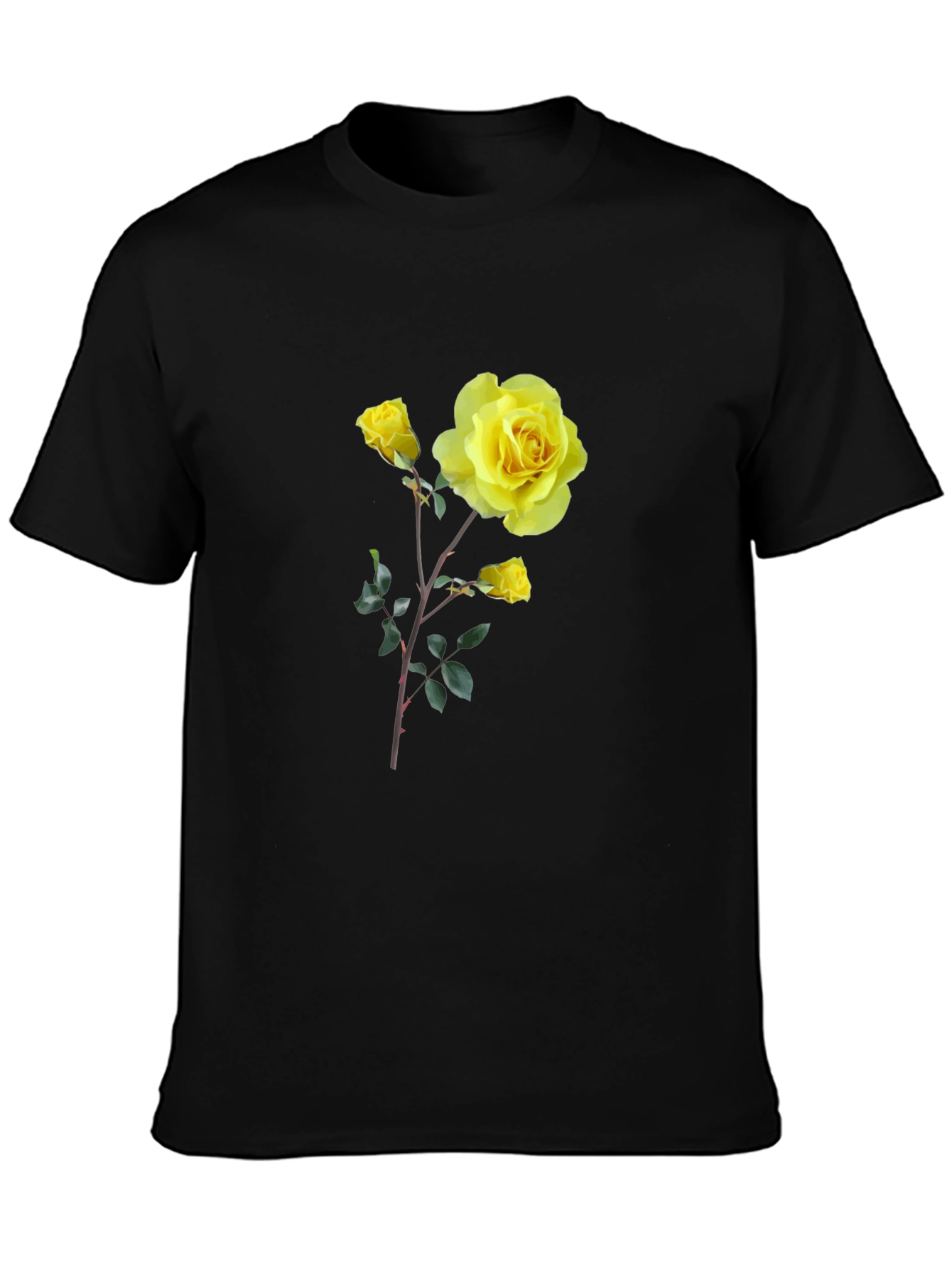Yellow Rose Graphic Tee - Black
