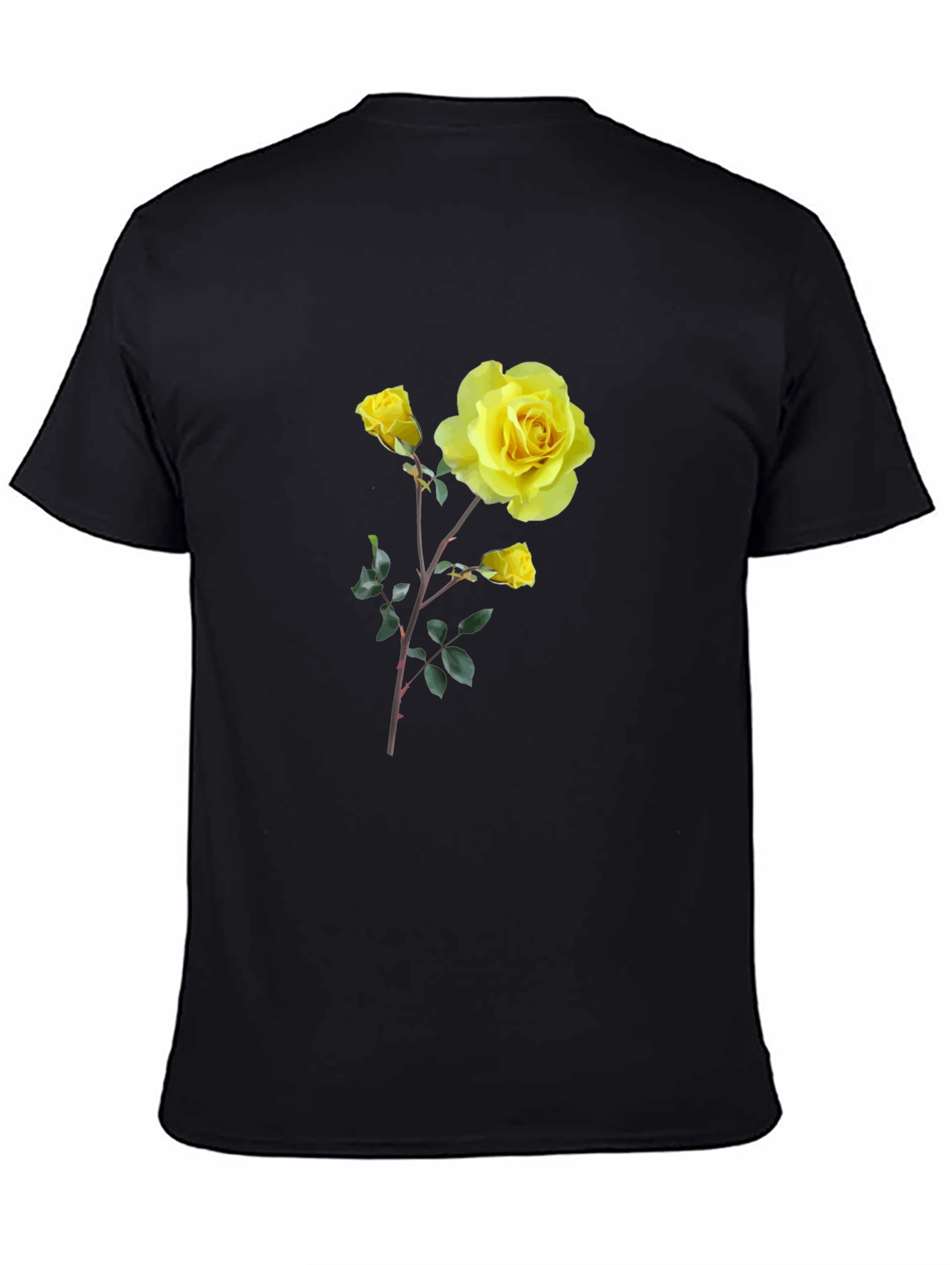 Yellow Rose Graphic Tee - Black