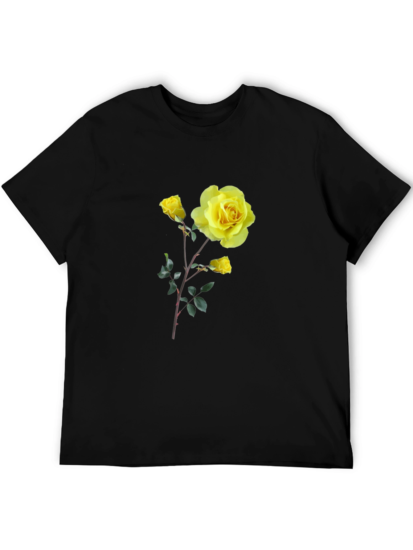 Yellow Rose Graphic Tee - Black