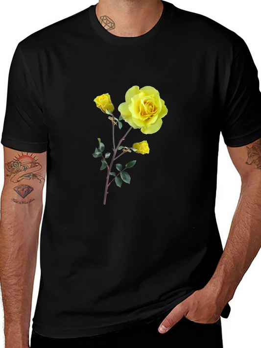 Yellow Rose Graphic Tee - Black
