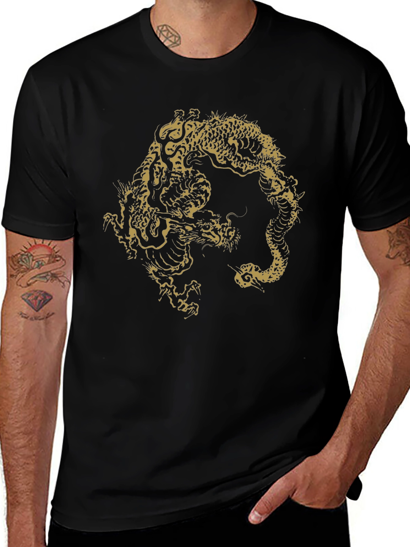 Dragon Graphic T-Shirt - Black Cotton Tee