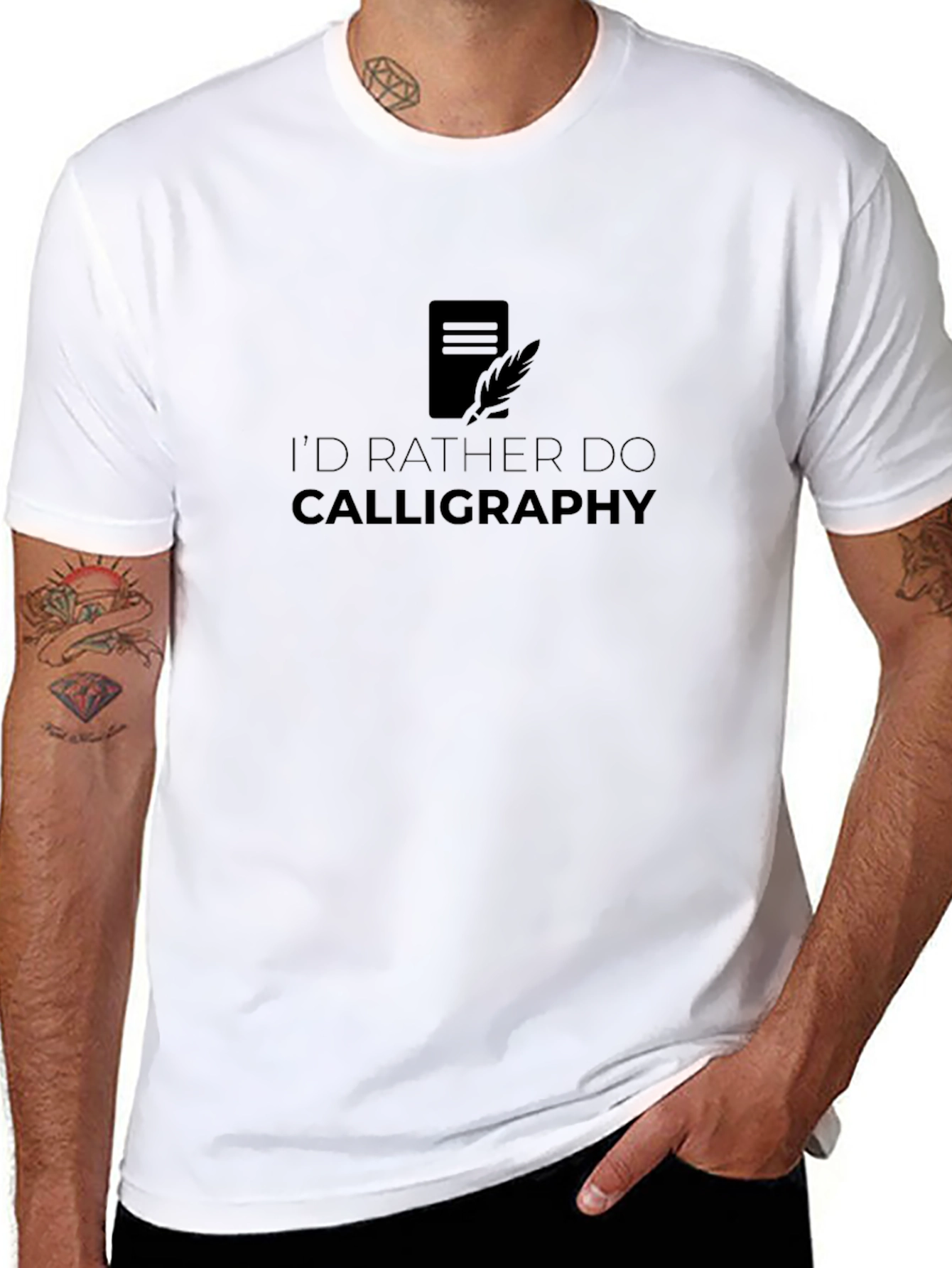 Calligraphy T-Shirt - Id Rather Do Calligraphy Black Tee