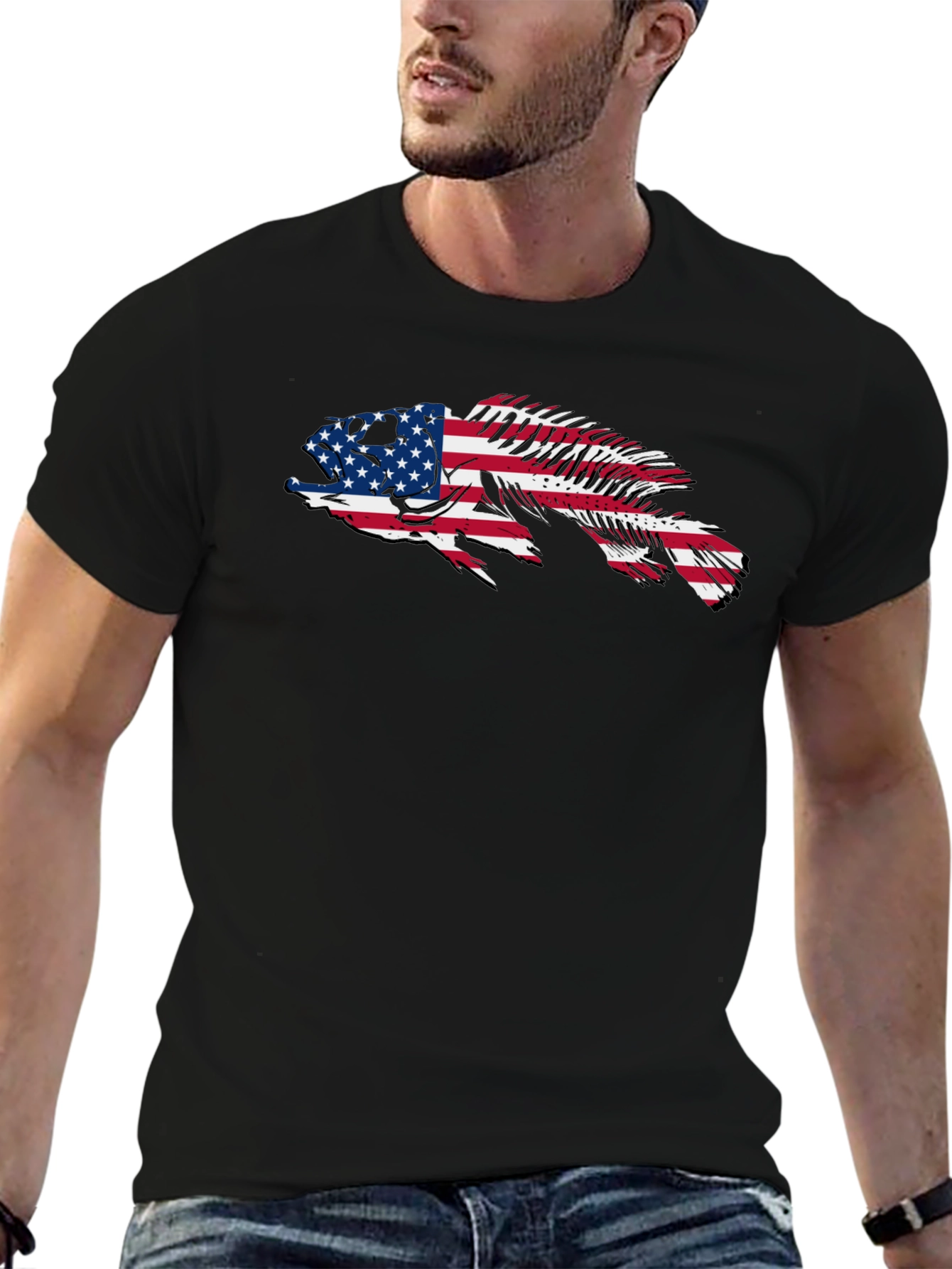 American Flag Fish Graphic Tee
