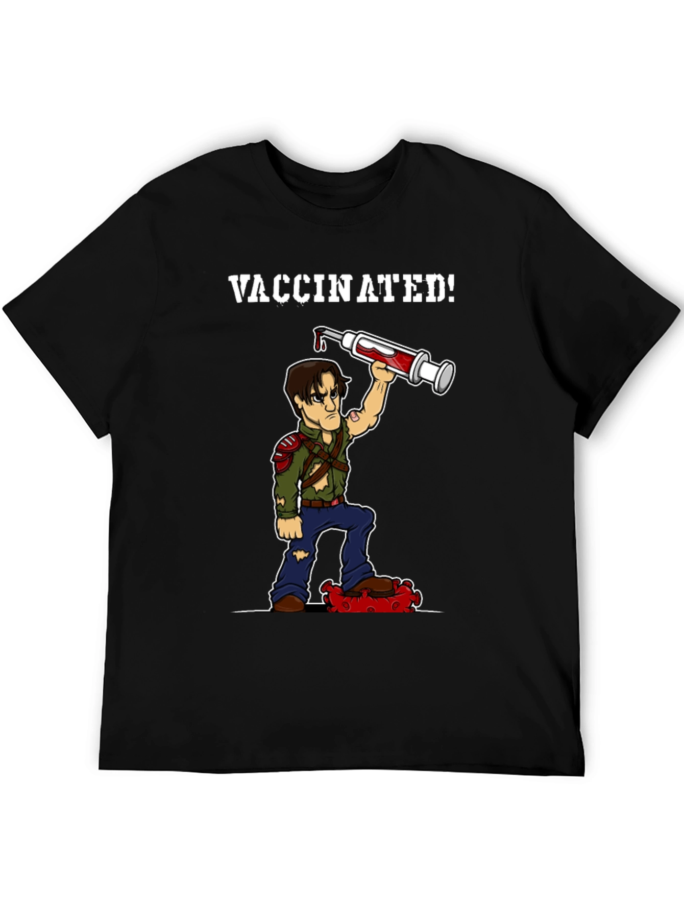 Vaccinated Cartoon Graphic T-Shirt