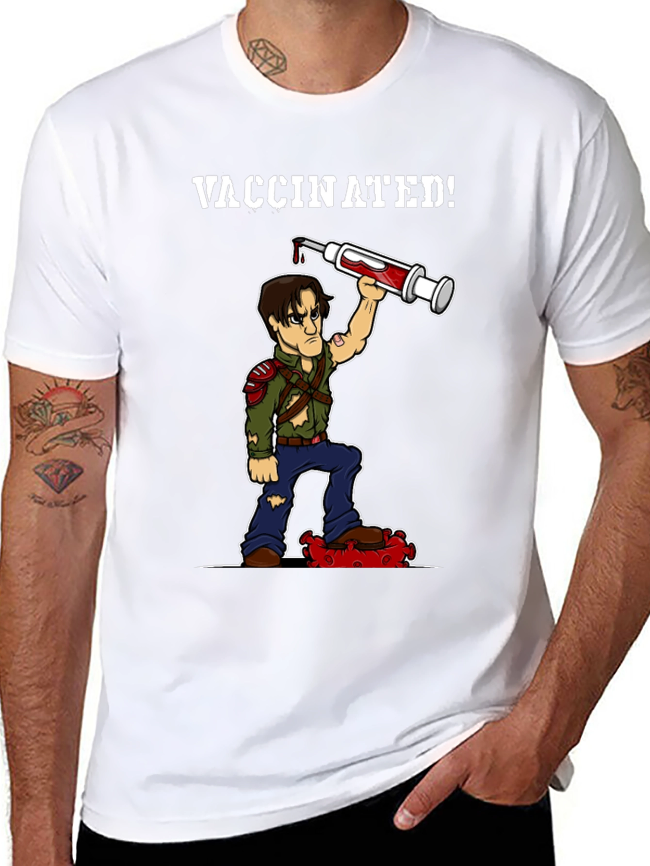 Vaccinated Cartoon Graphic T-Shirt