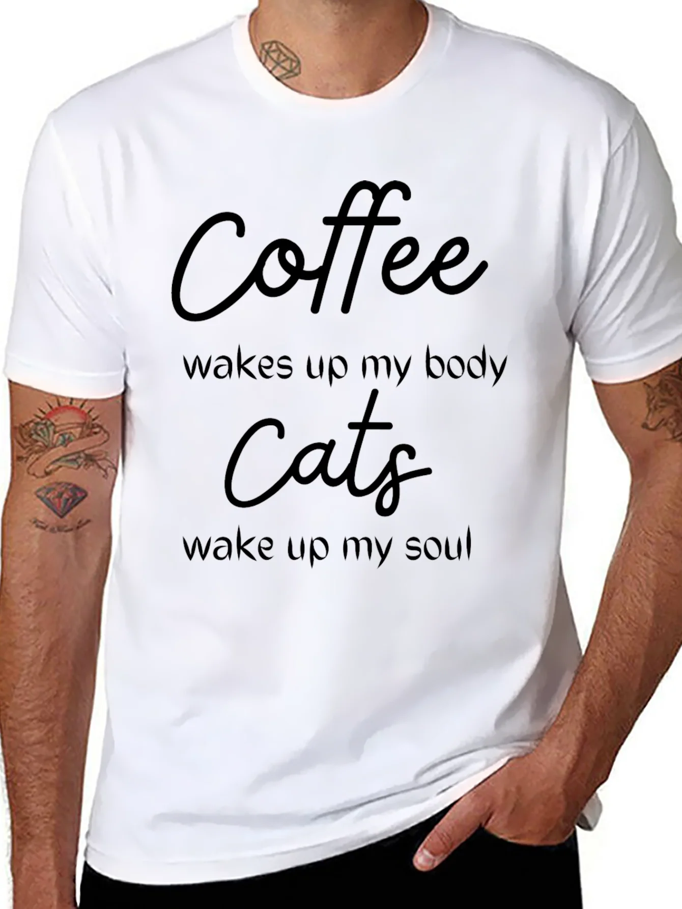 Coffee & Cats Graphic T-Shirt - Funny Novelty Tee