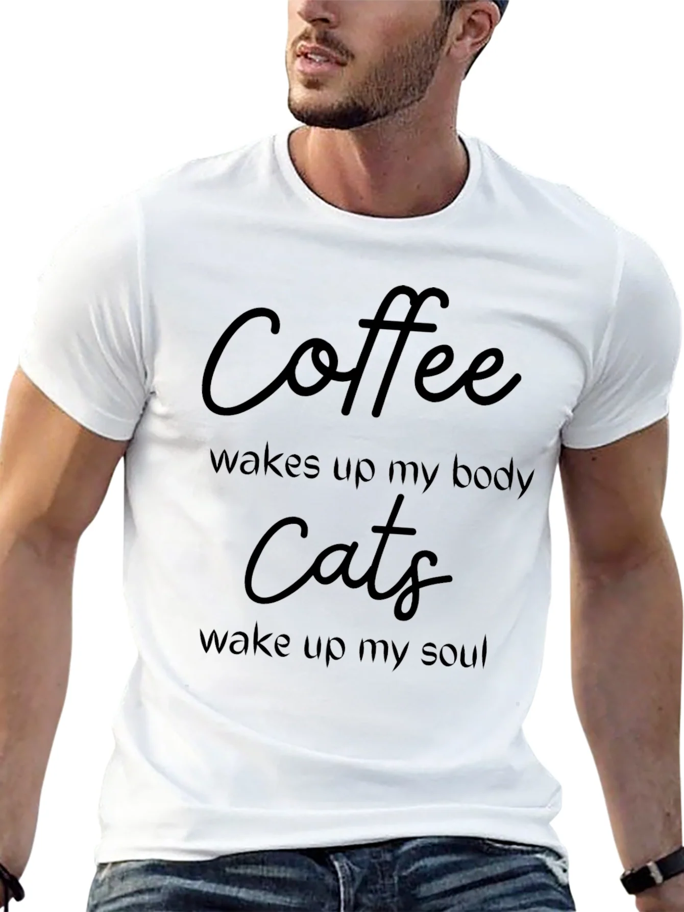 Coffee & Cats Graphic T-Shirt - Funny Novelty Tee