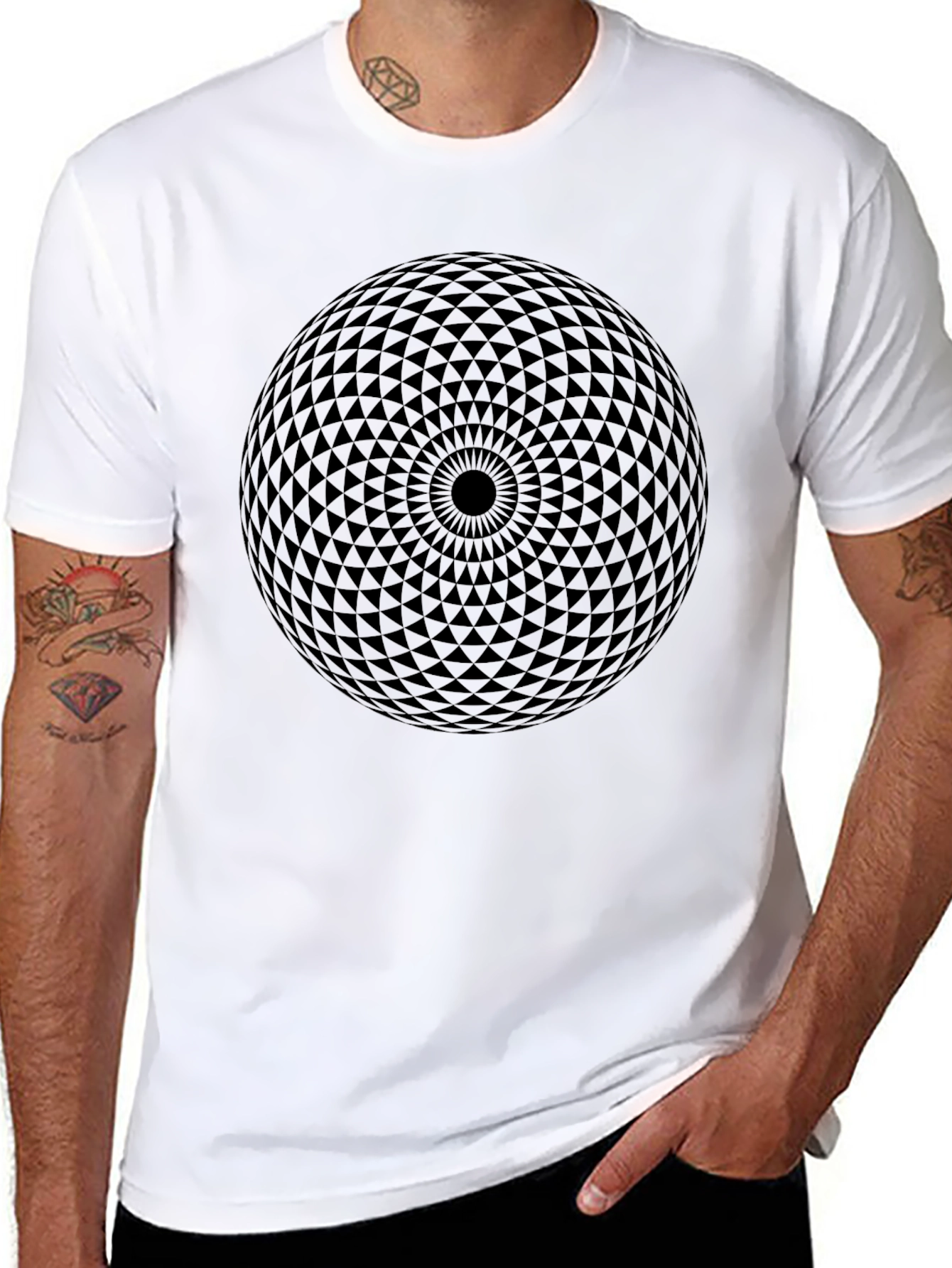 Geometric Orb Graphic Tee - Modern Black T-Shirt
