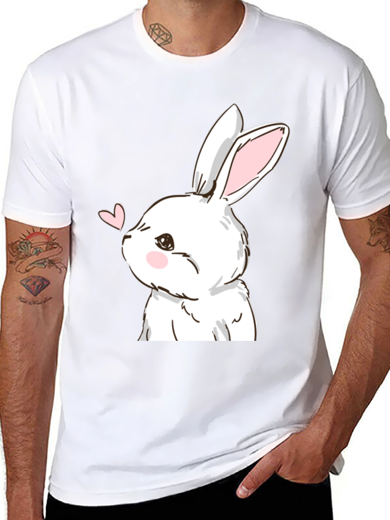 Bunny Love Graphic Tee - Black Cotton Blend