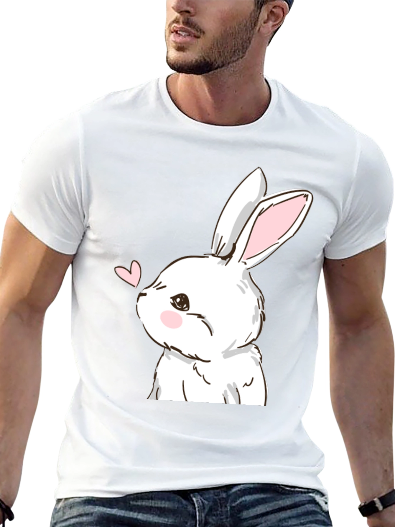 Bunny Love Graphic Tee - Black Cotton Blend