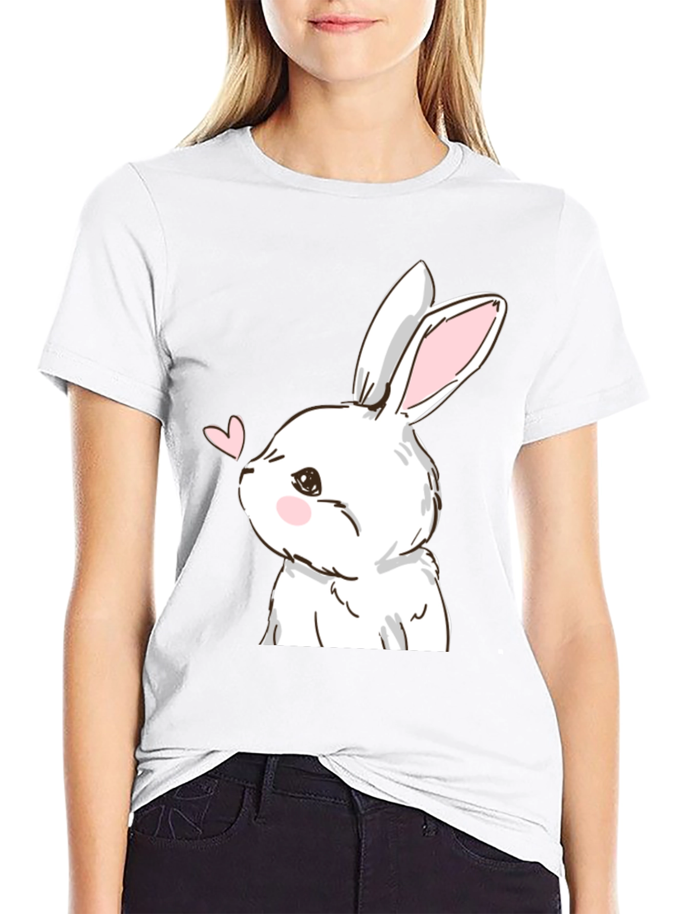 Bunny Love Graphic Tee - Black Cotton Blend