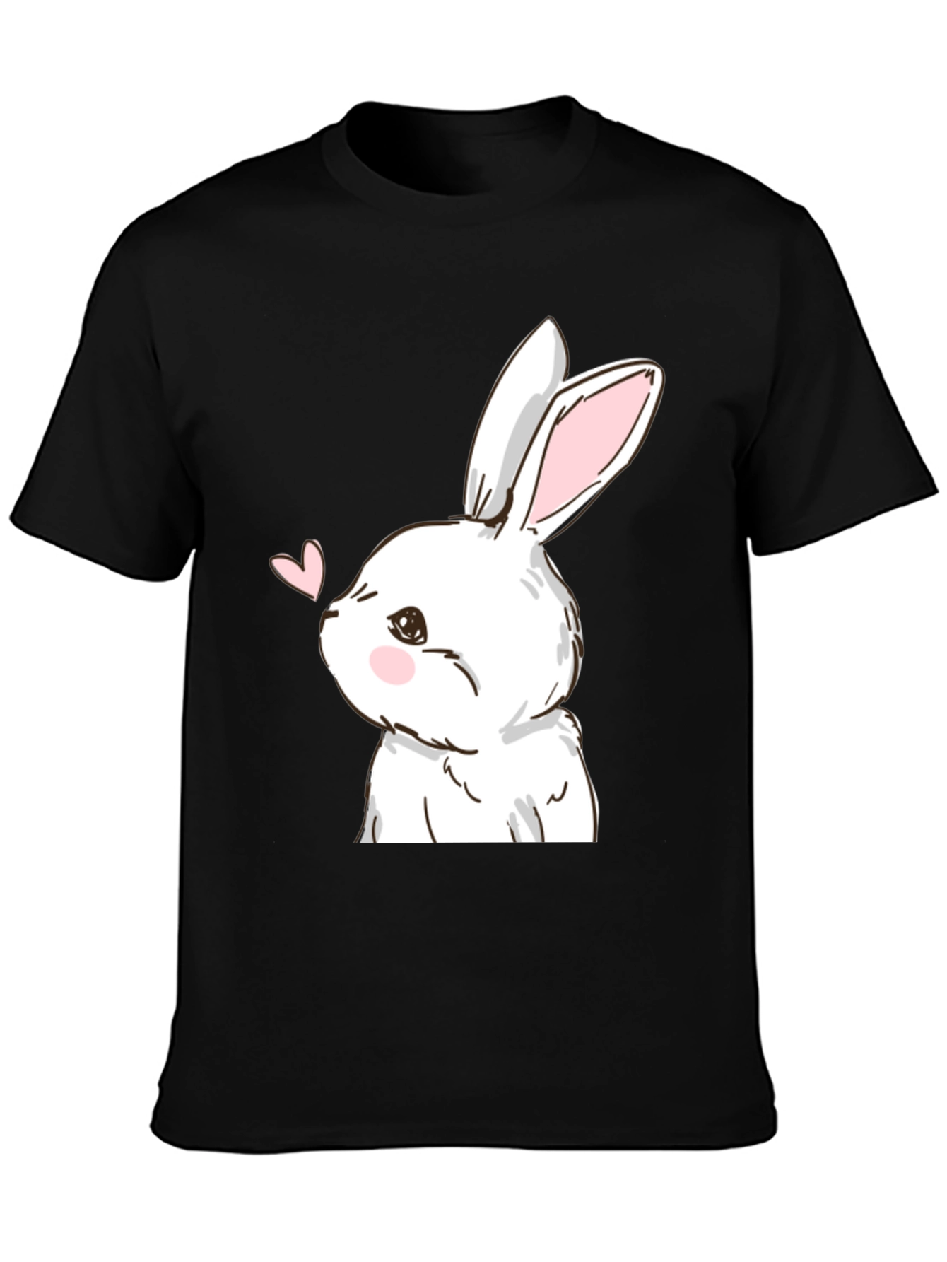 Bunny Love Graphic Tee - Black Cotton Blend