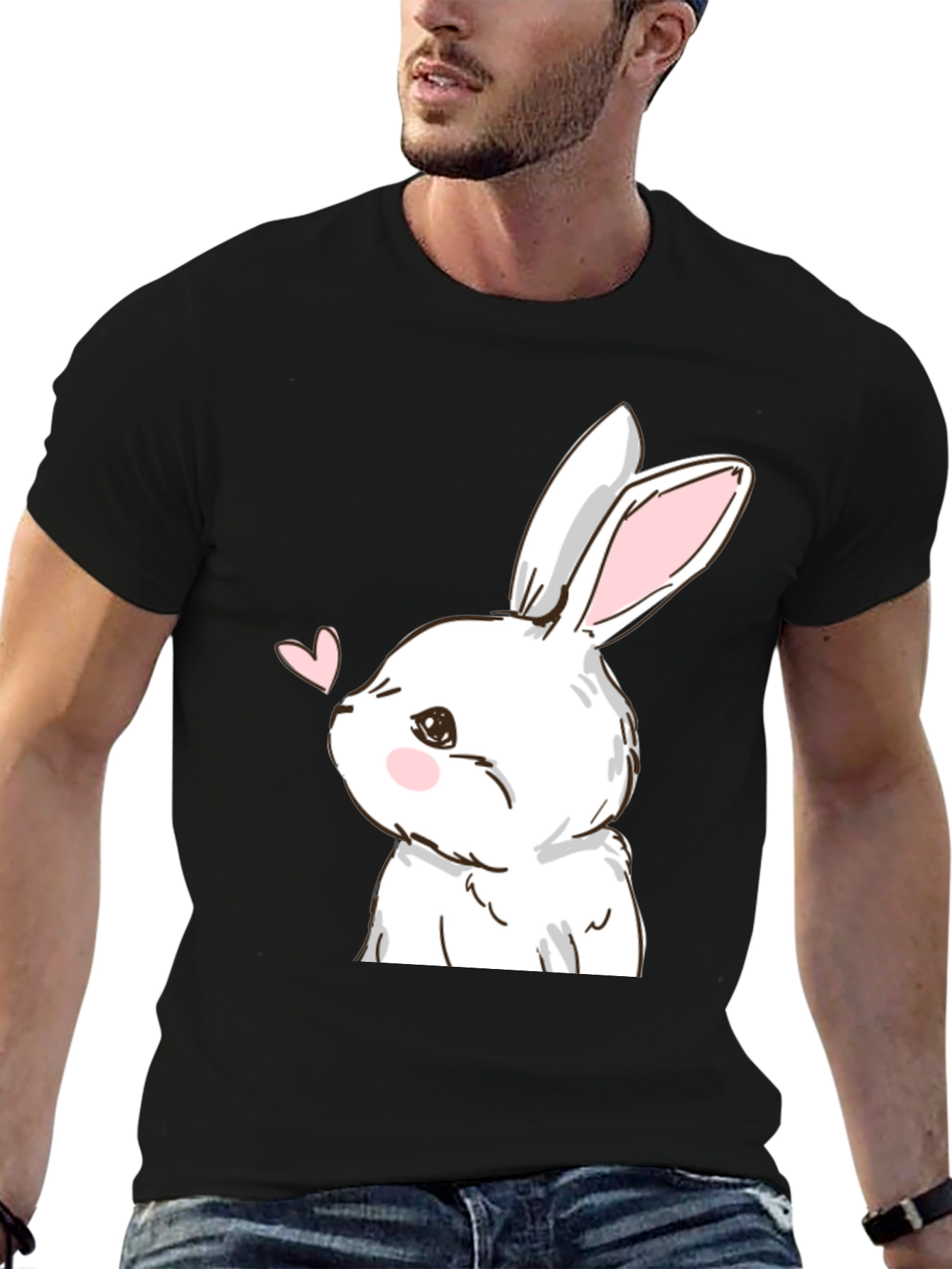 Bunny Love Graphic Tee - Black Cotton Blend
