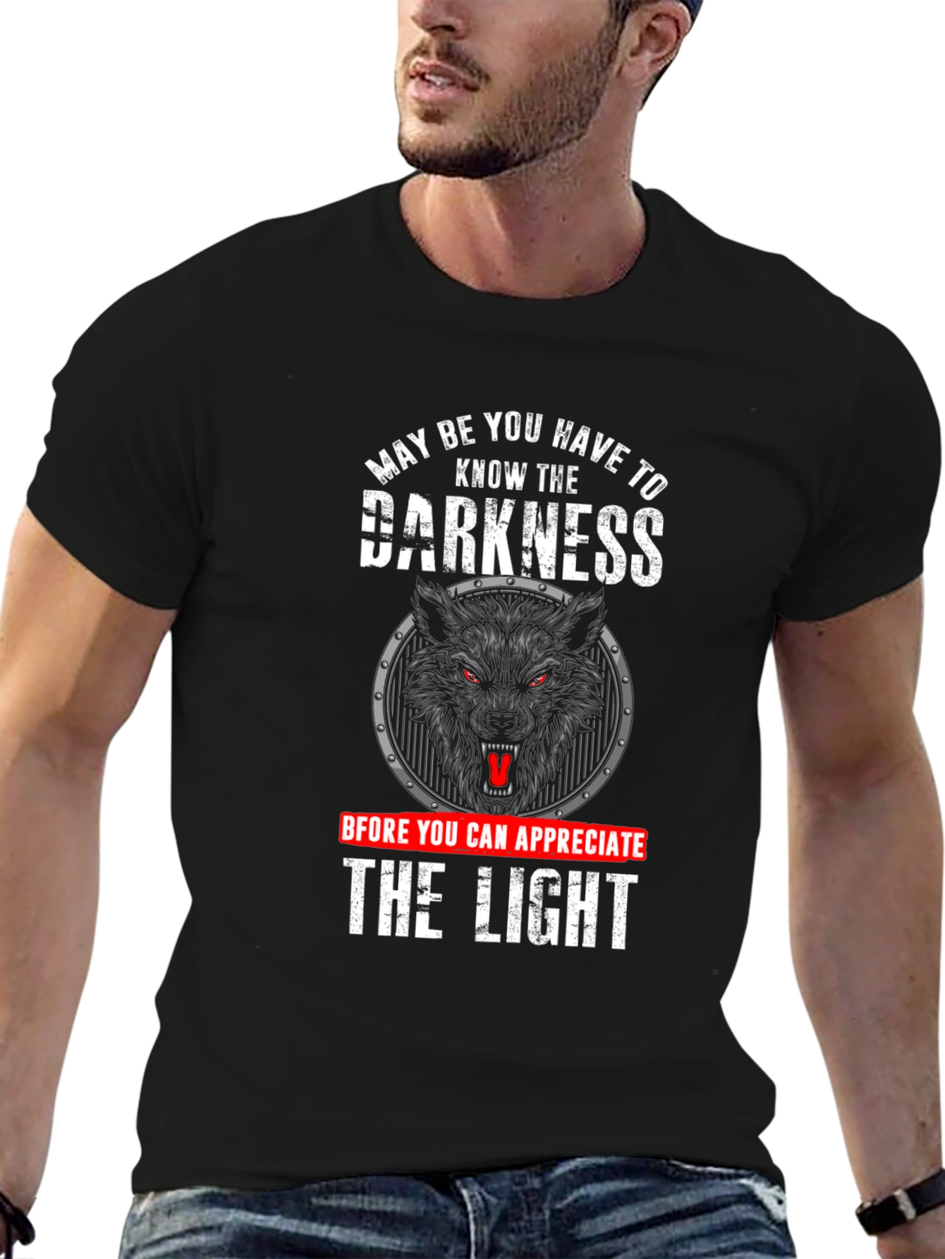 Darkness Wolf Graphic T-Shirt - Appreciate the Light