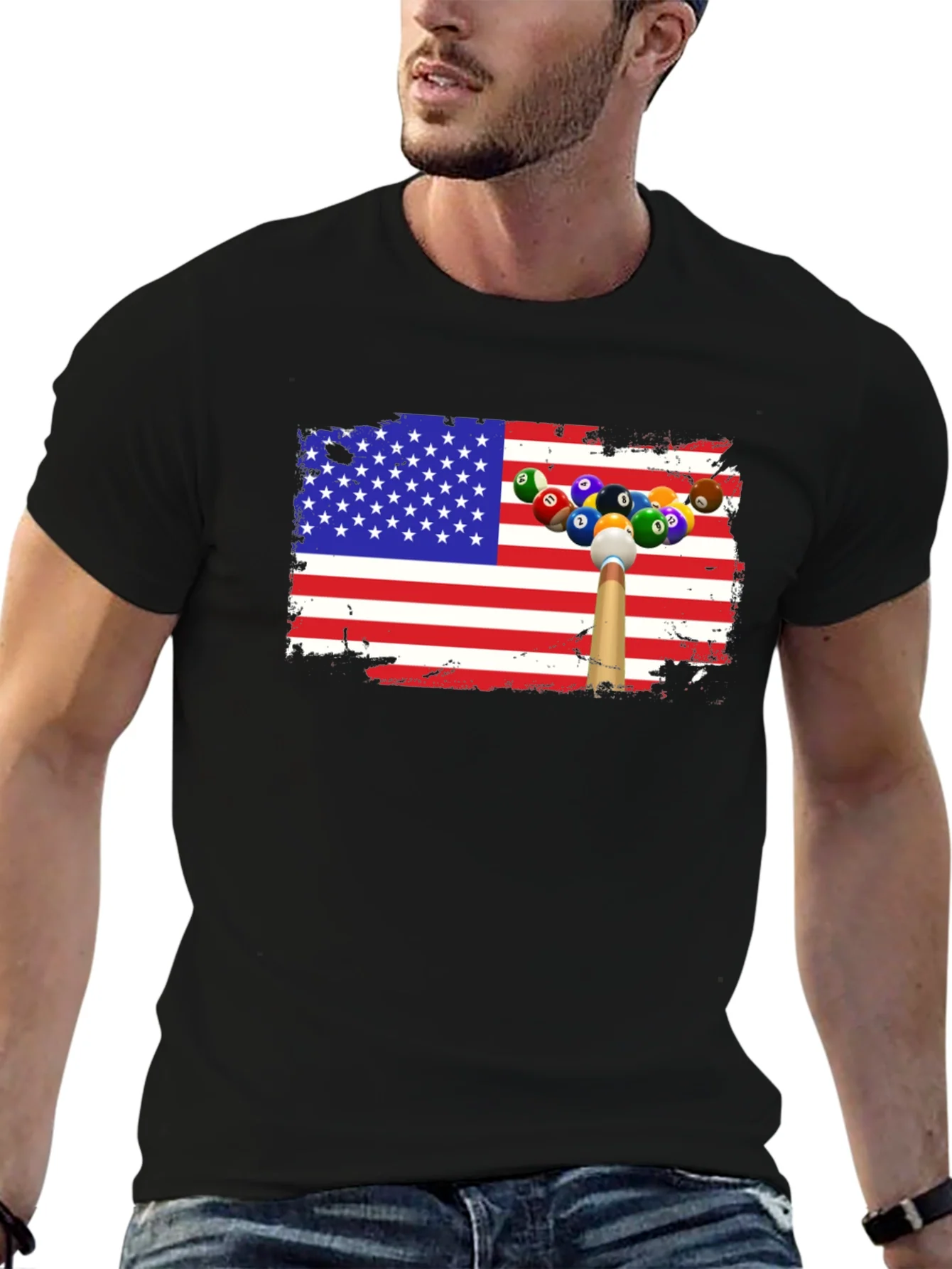 Patriotic Billiards T-Shirt - USA Flag Design