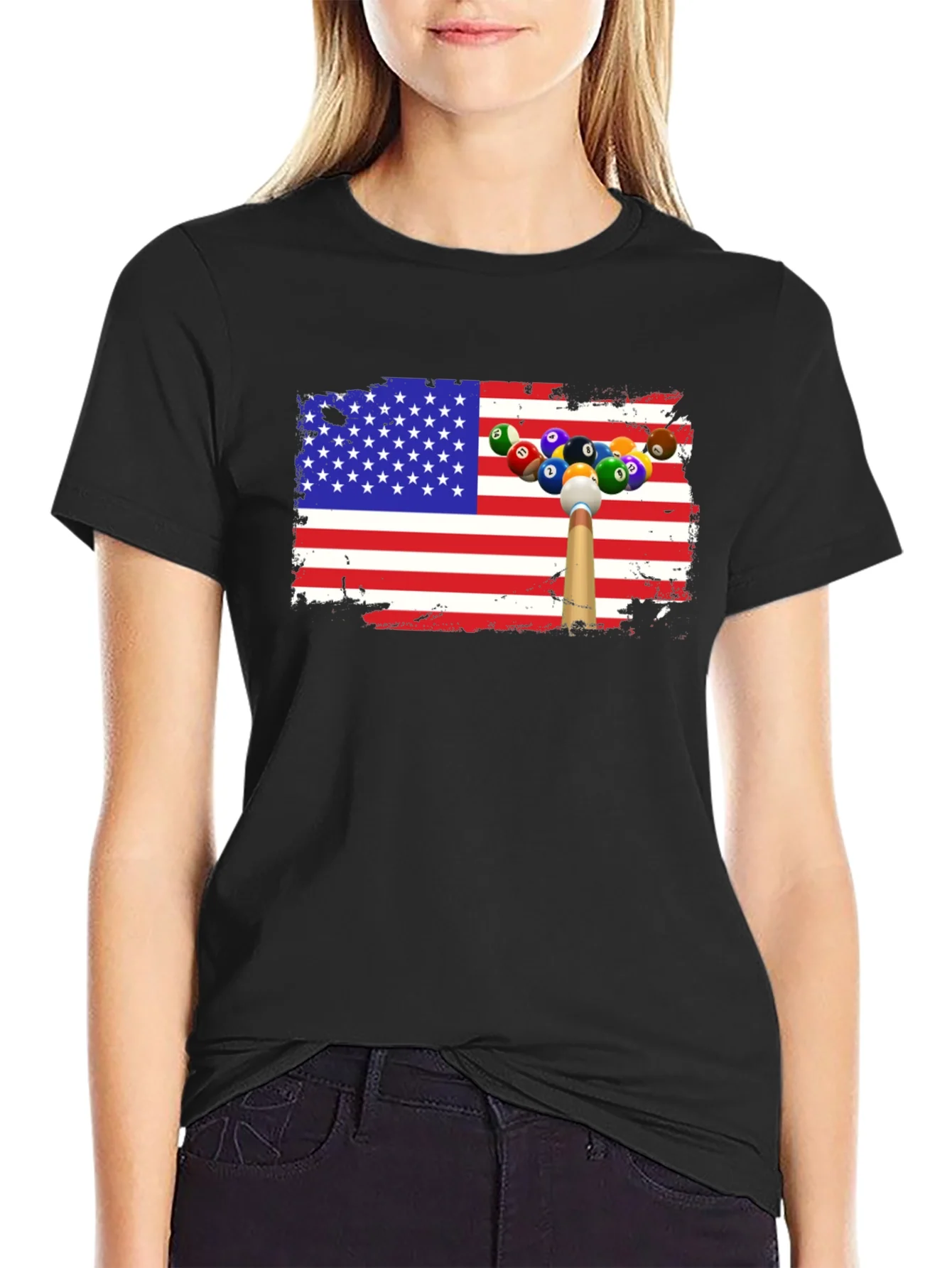 Patriotic Billiards T-Shirt - USA Flag Design