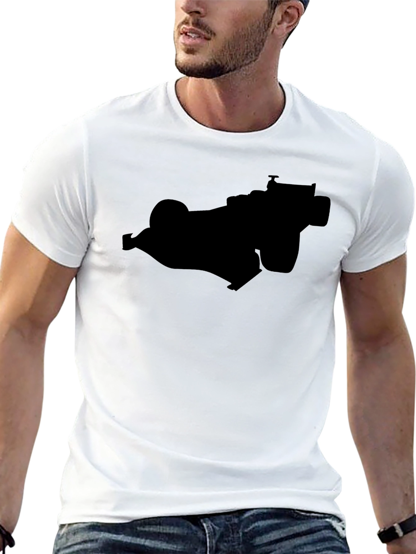 Black Racing Car Silhouette Graphic Tee