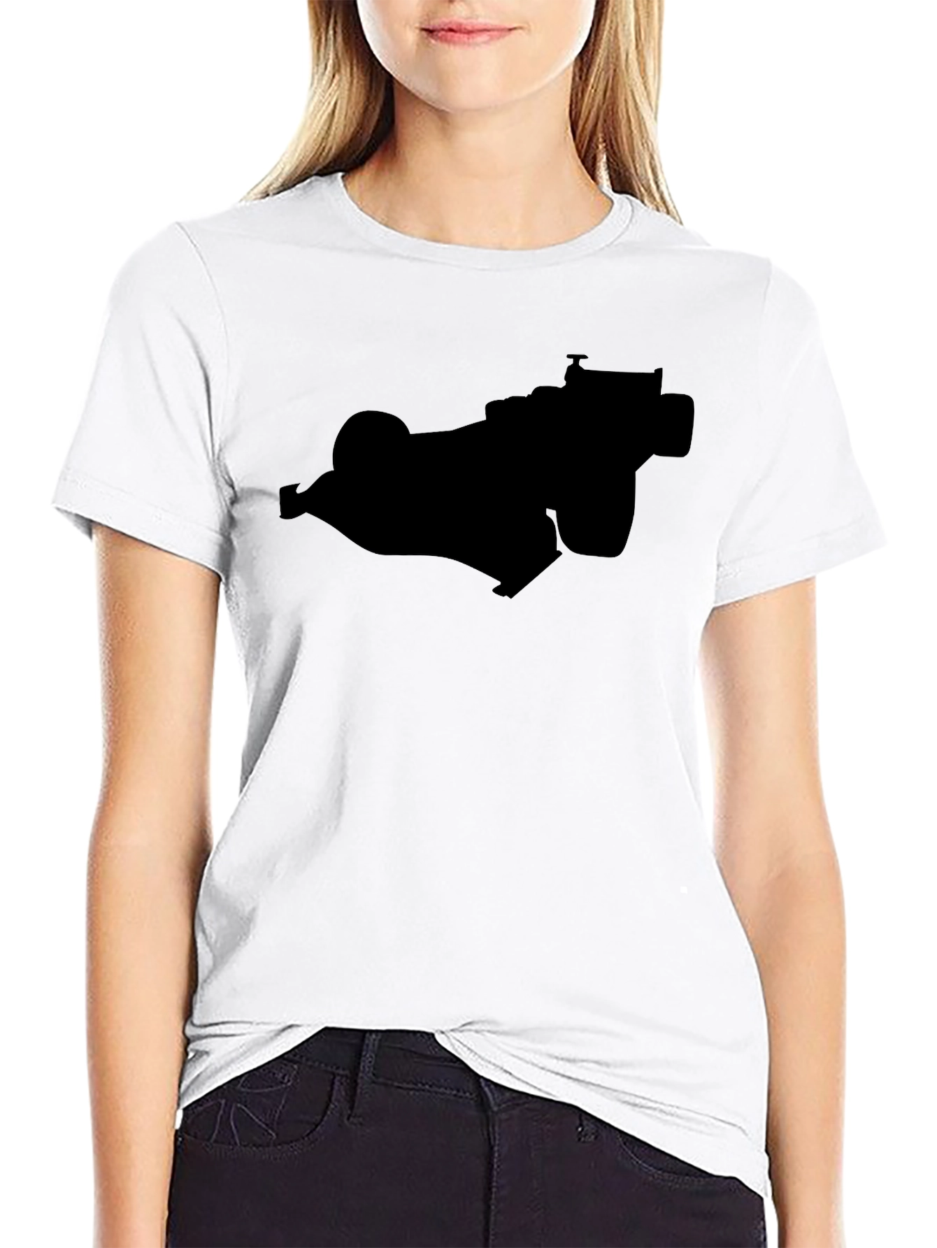 Black Racing Car Silhouette Graphic Tee