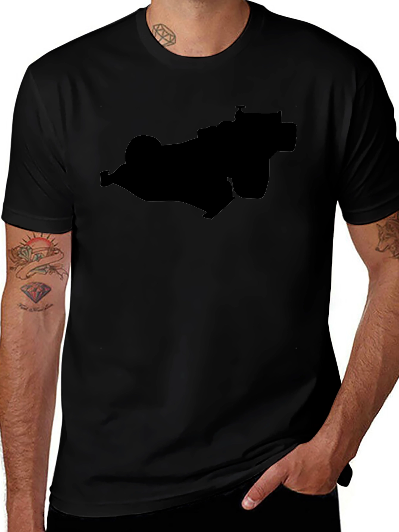 Black Racing Car Silhouette Graphic Tee
