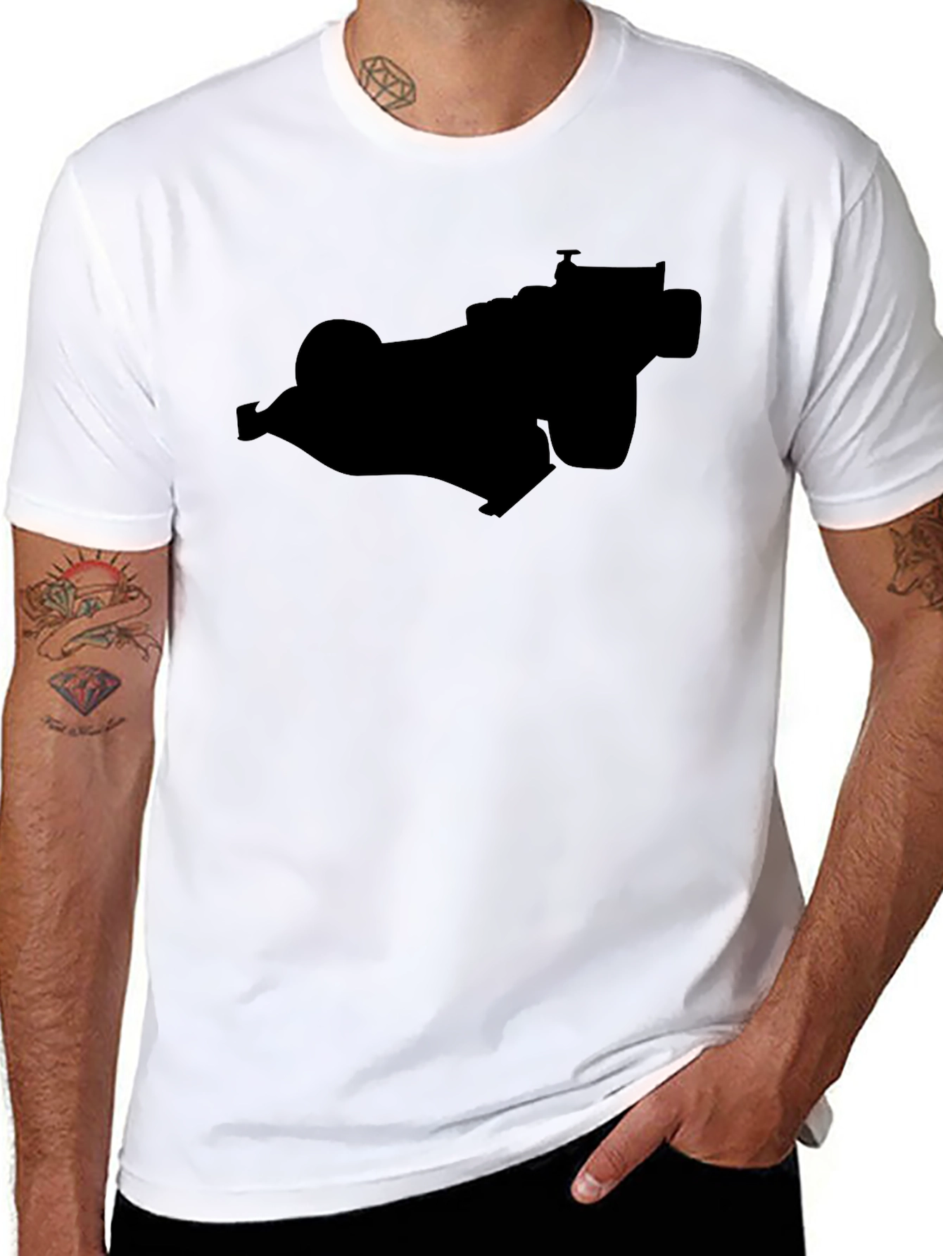 Black Racing Car Silhouette Graphic Tee