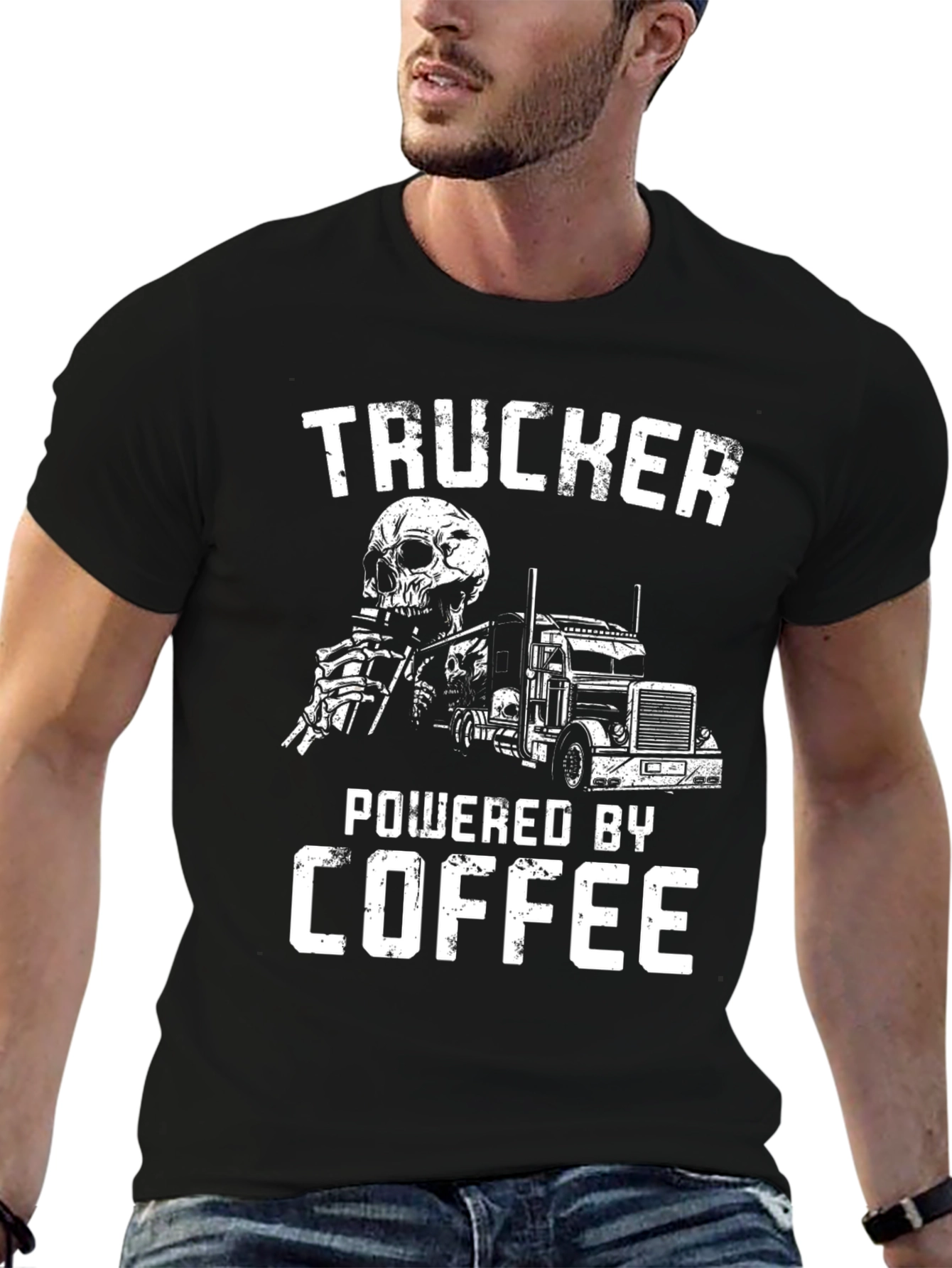 Trucker Powered by Coffee Graphic Tee