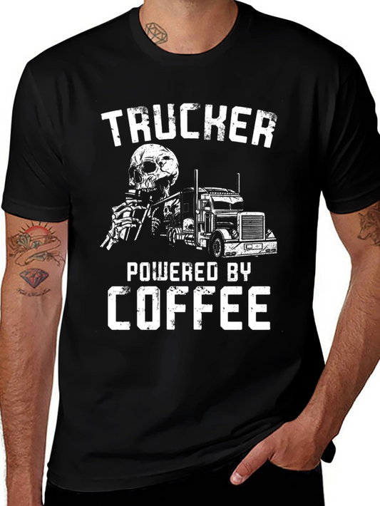 Trucker Powered by Coffee Graphic Tee